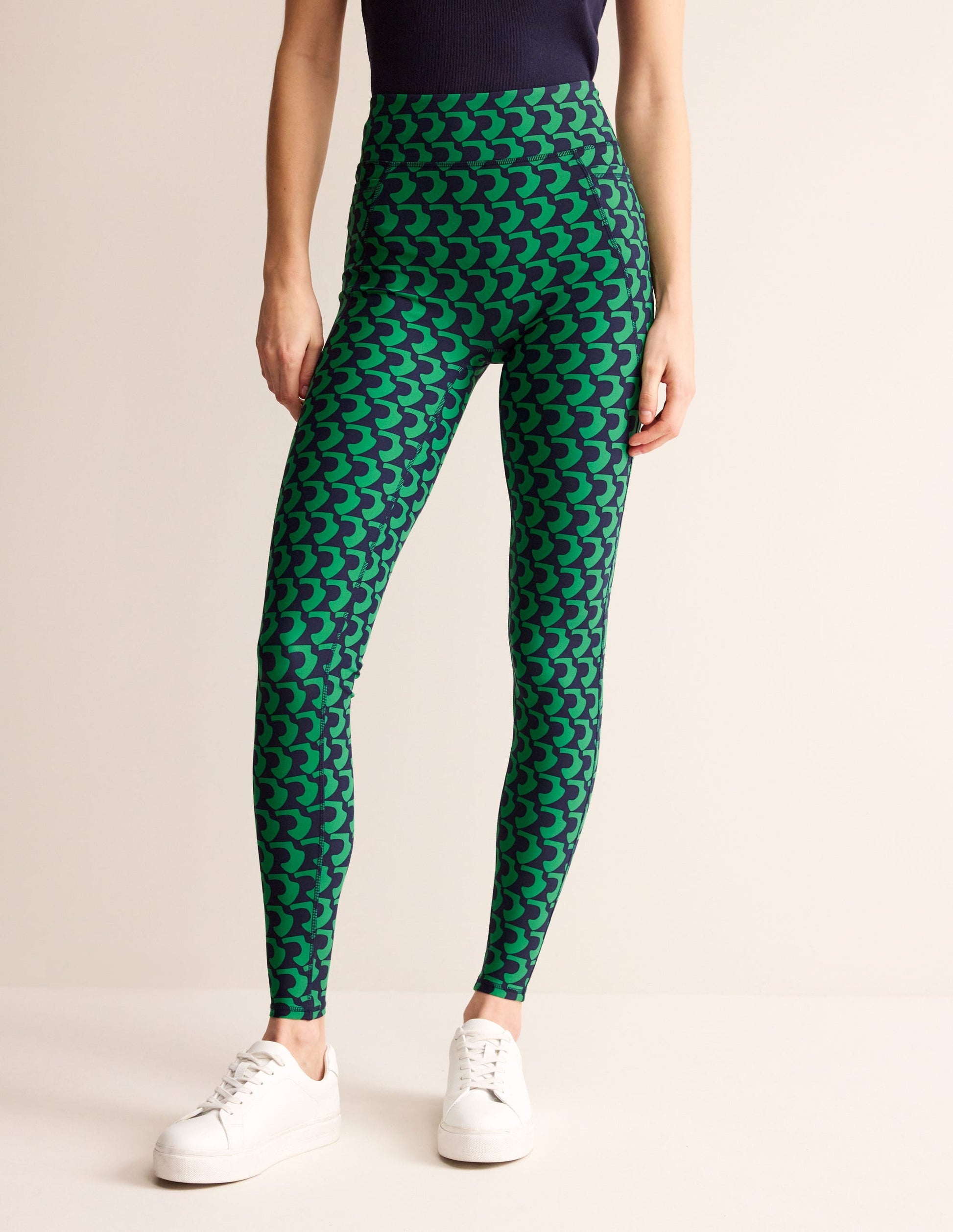 High Waist Pocket Leggings-Green Tambourine, Arc Geo-4