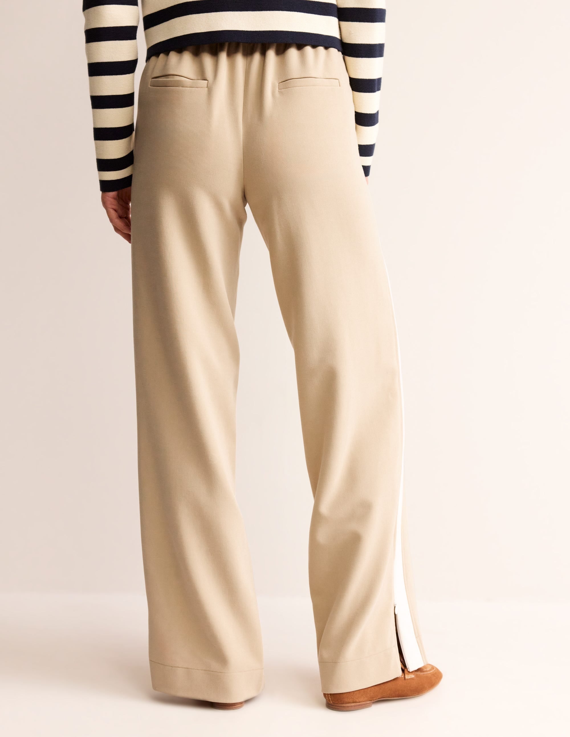 Pull On Side Stripe Trousers-Neutral - Image 3
