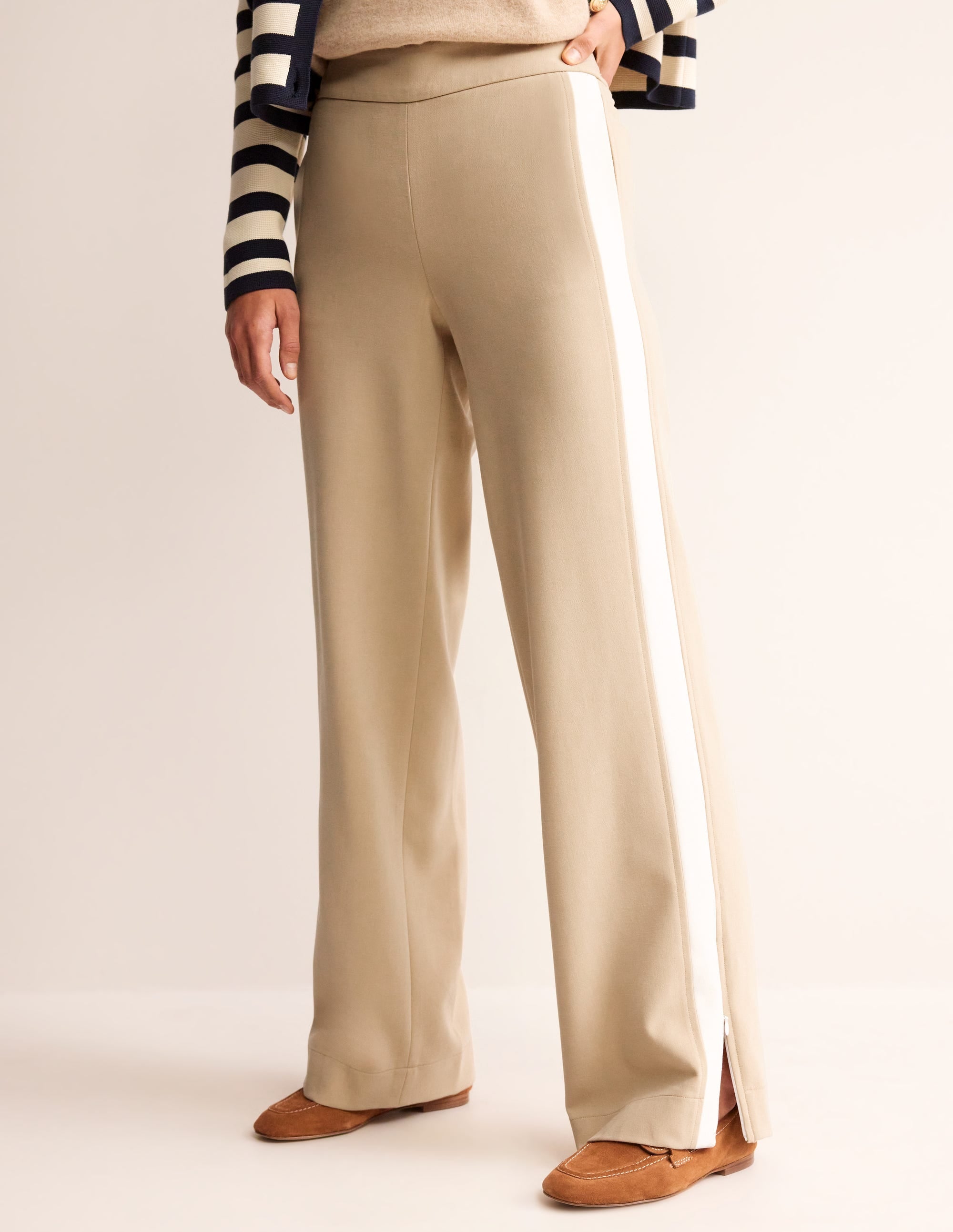Pull On Side Stripe Trousers-Neutral - Image 4