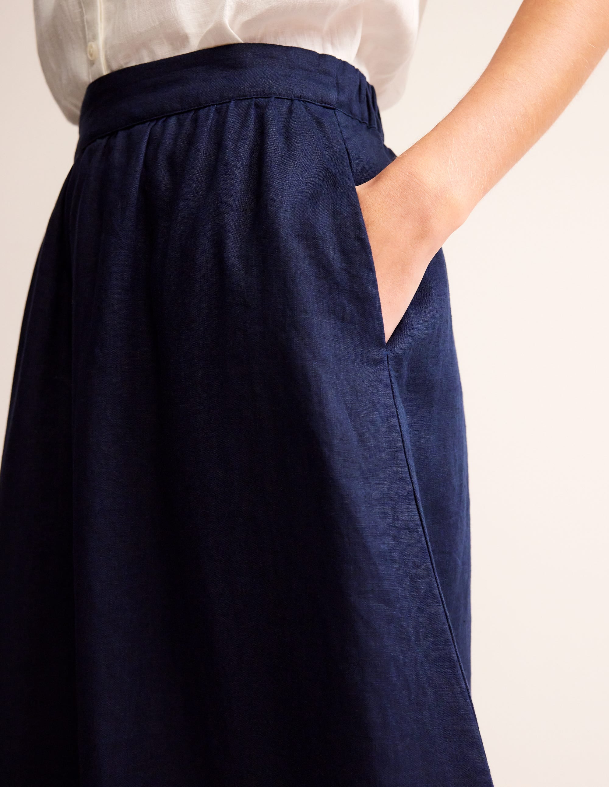 Florence Linen Skirt-Navy - Image 2