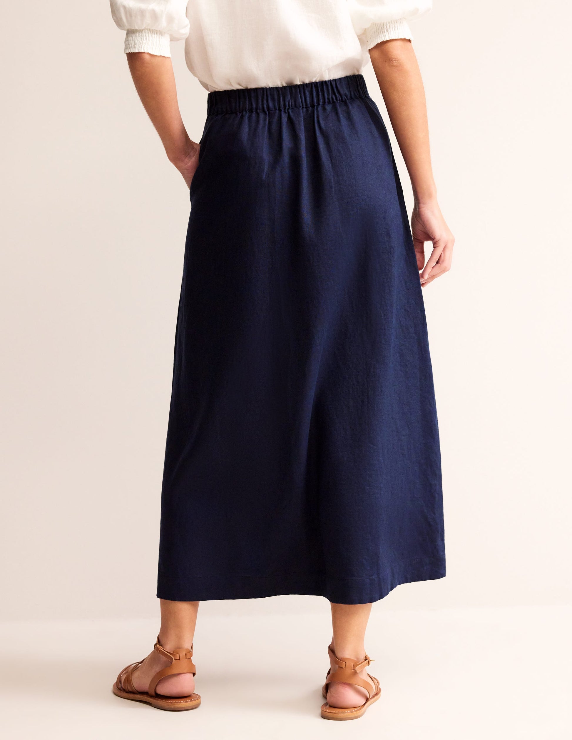 Florence Linen Skirt-Navy-3
