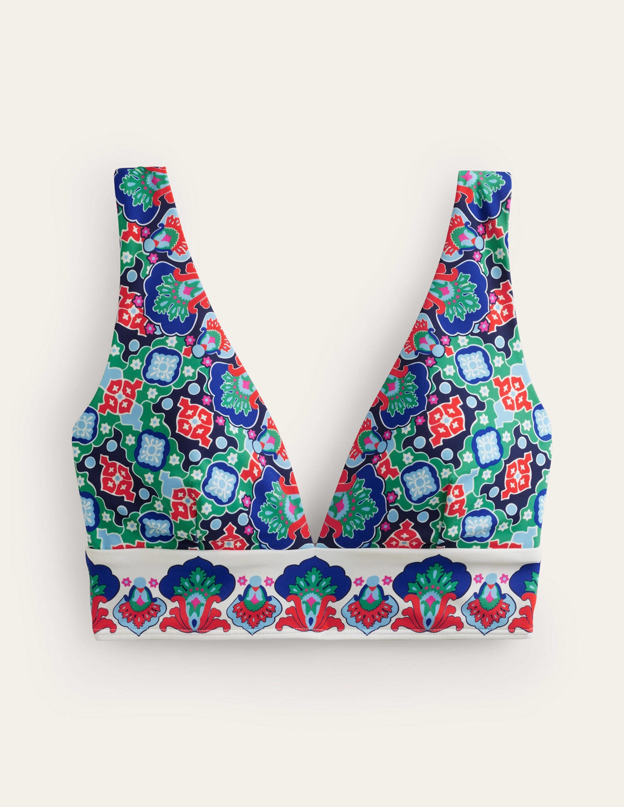 Porto V-neck Bikini Top-Mangrove Green, Embroidery - Image 5