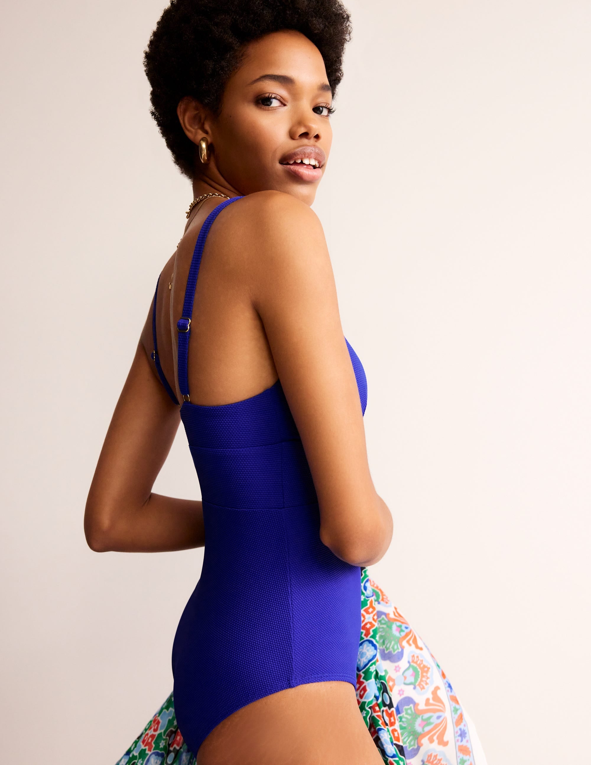 Arezzo V-neck Panel Swimsuit-Surf The Web Blue Texture - Image 1