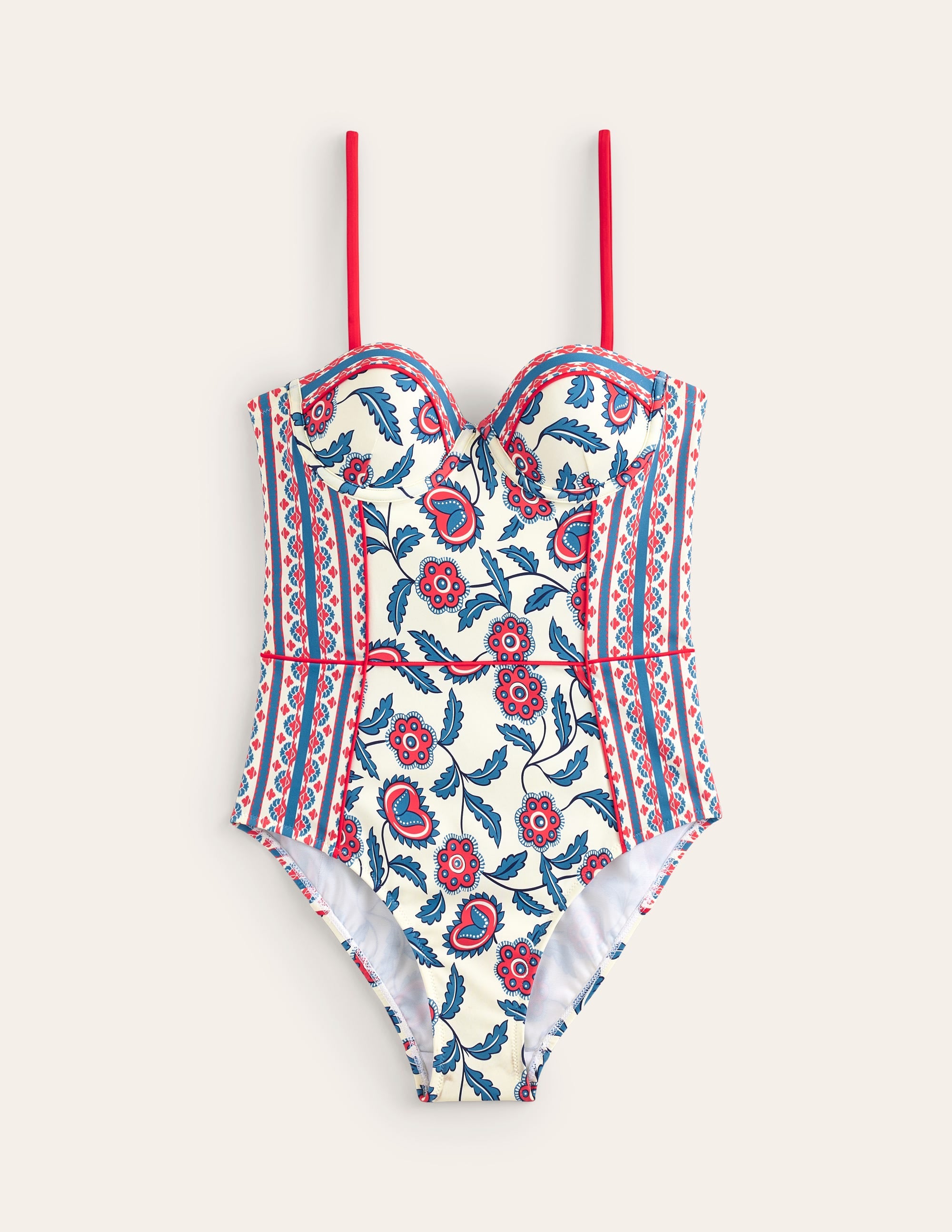 Rhodes Cup Sized Swimsuit-Ivory, Floret Vine - Image 6