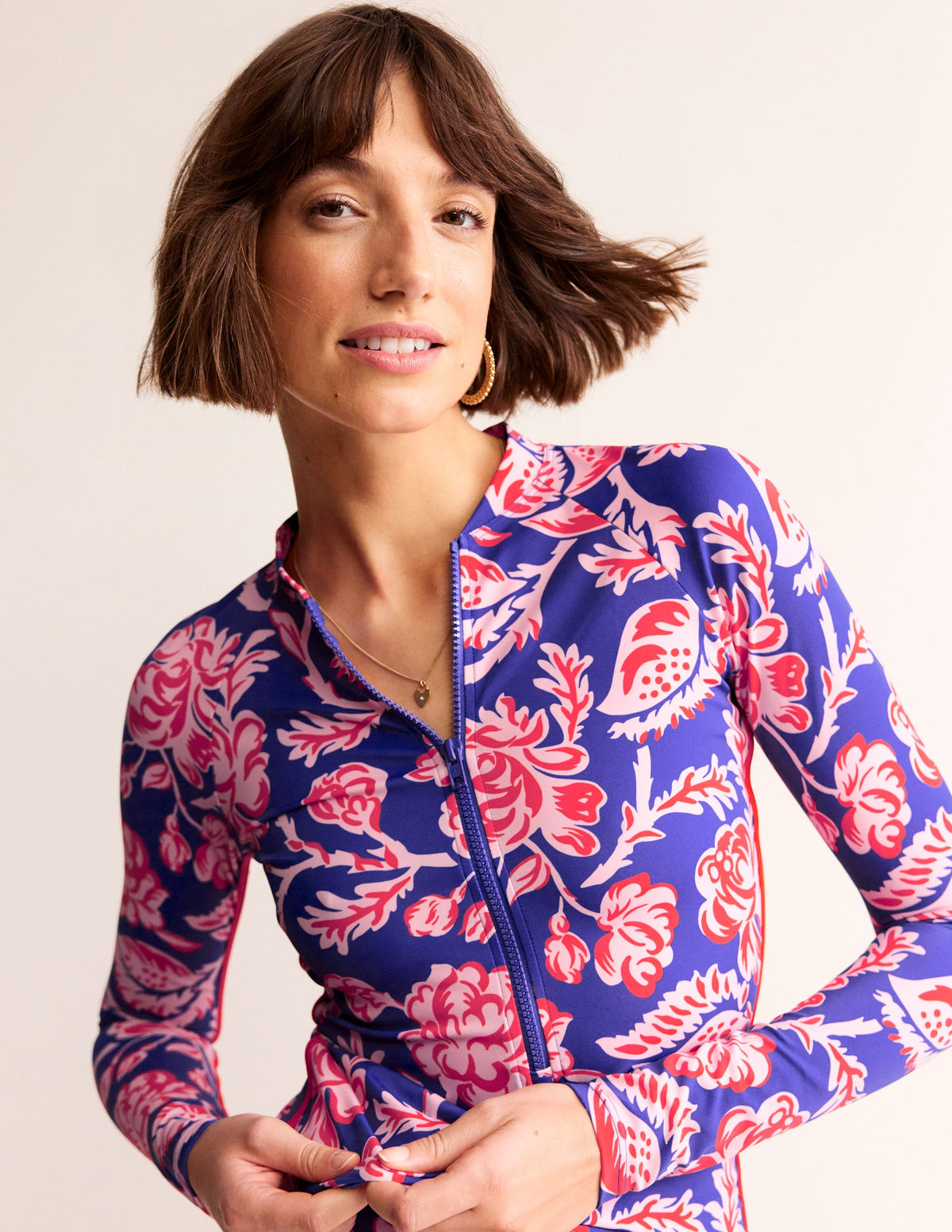 Piped Raglan Rash Vest-Surf The Web Blue, Rose Blush-1