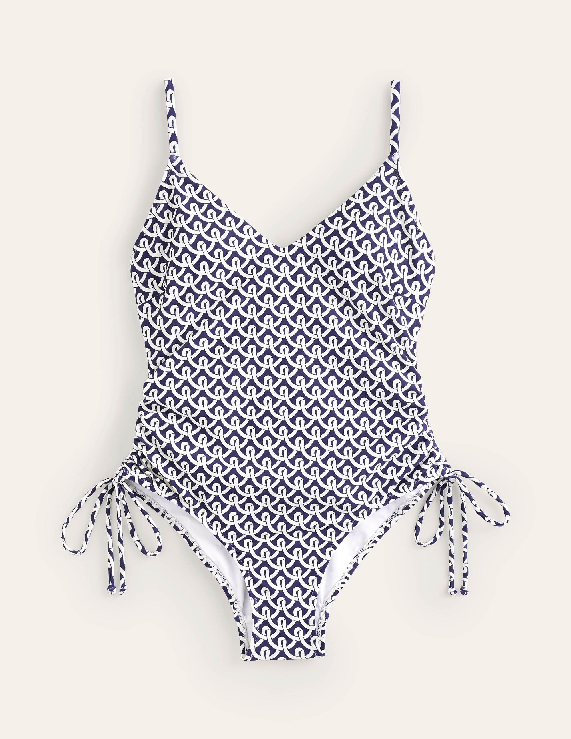 String Gather Swimsuit-Navy, Geo Terrace - Image 5