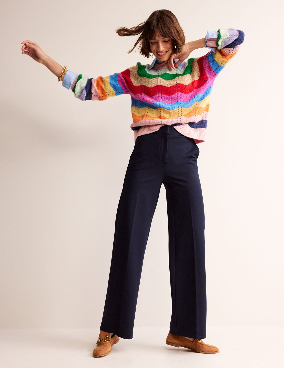 Westbourne Ponte Trousers-Navy - Image 1