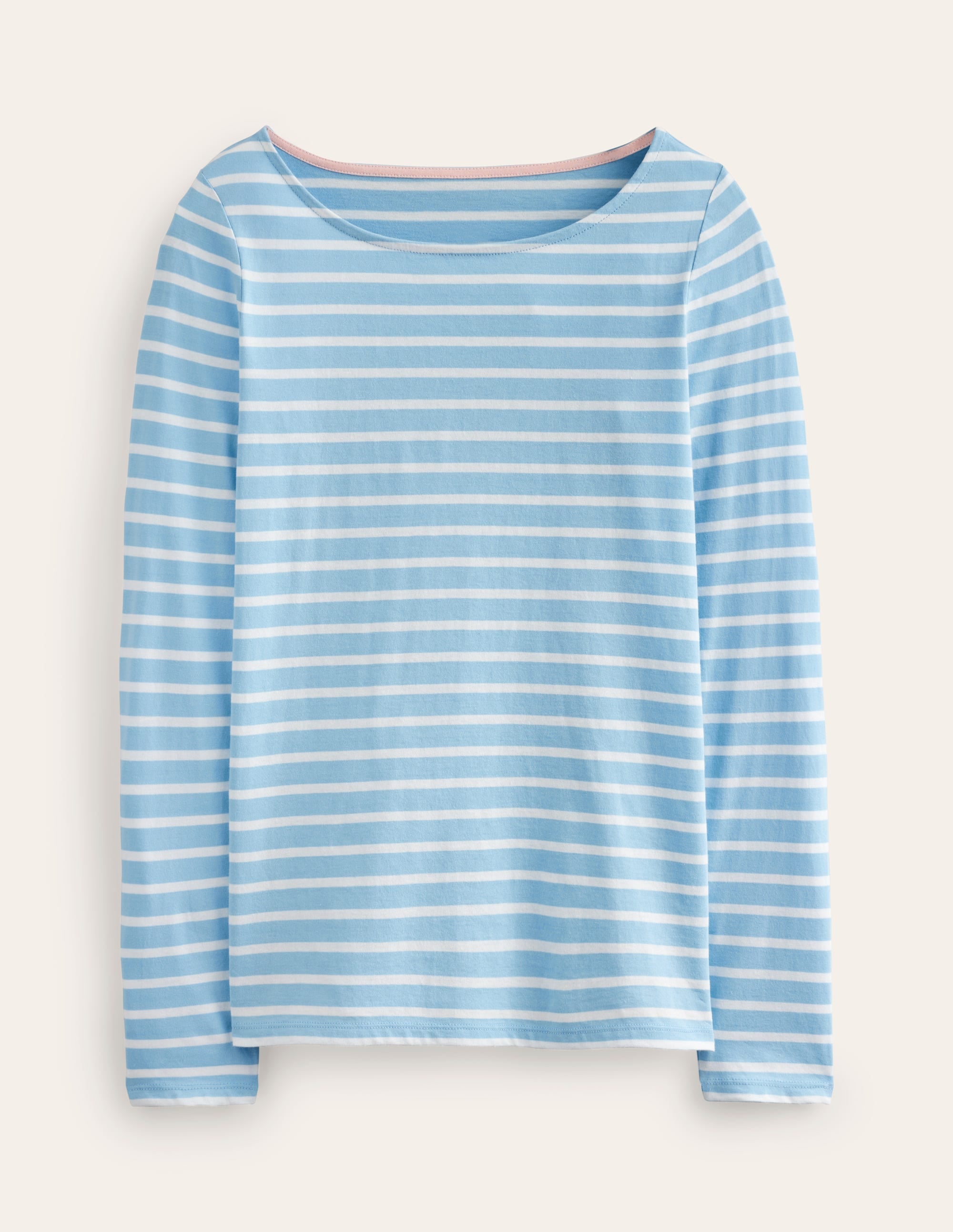 Ella Long Sleeve Breton-Air Blue, Ivory Stripe - Image 5