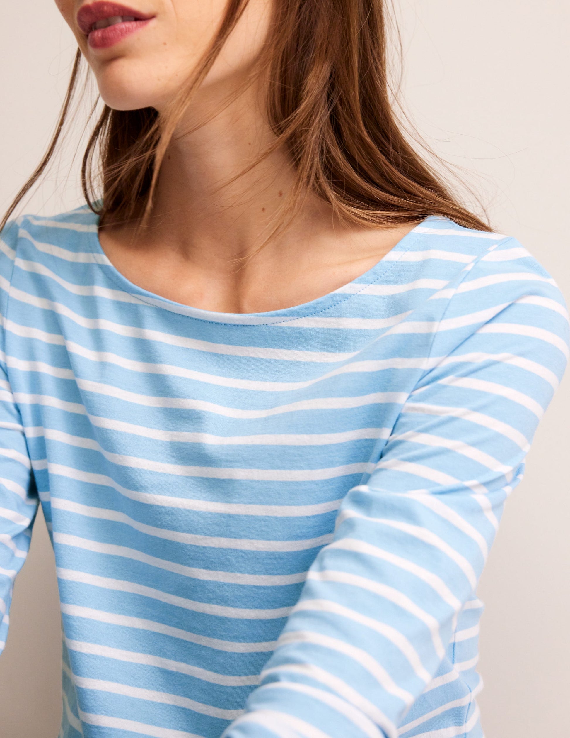 Ella Long Sleeve Breton-Air Blue, Ivory Stripe-2