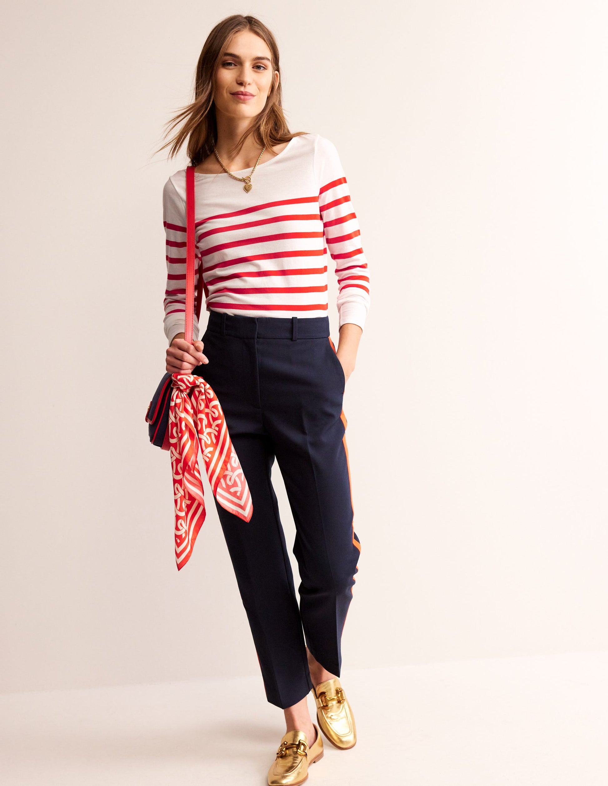 Ella Long Sleeve Breton-Ivory, Flame scarlett-2