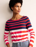 Ella Long Sleeve Breton-Ivory, Navy Red