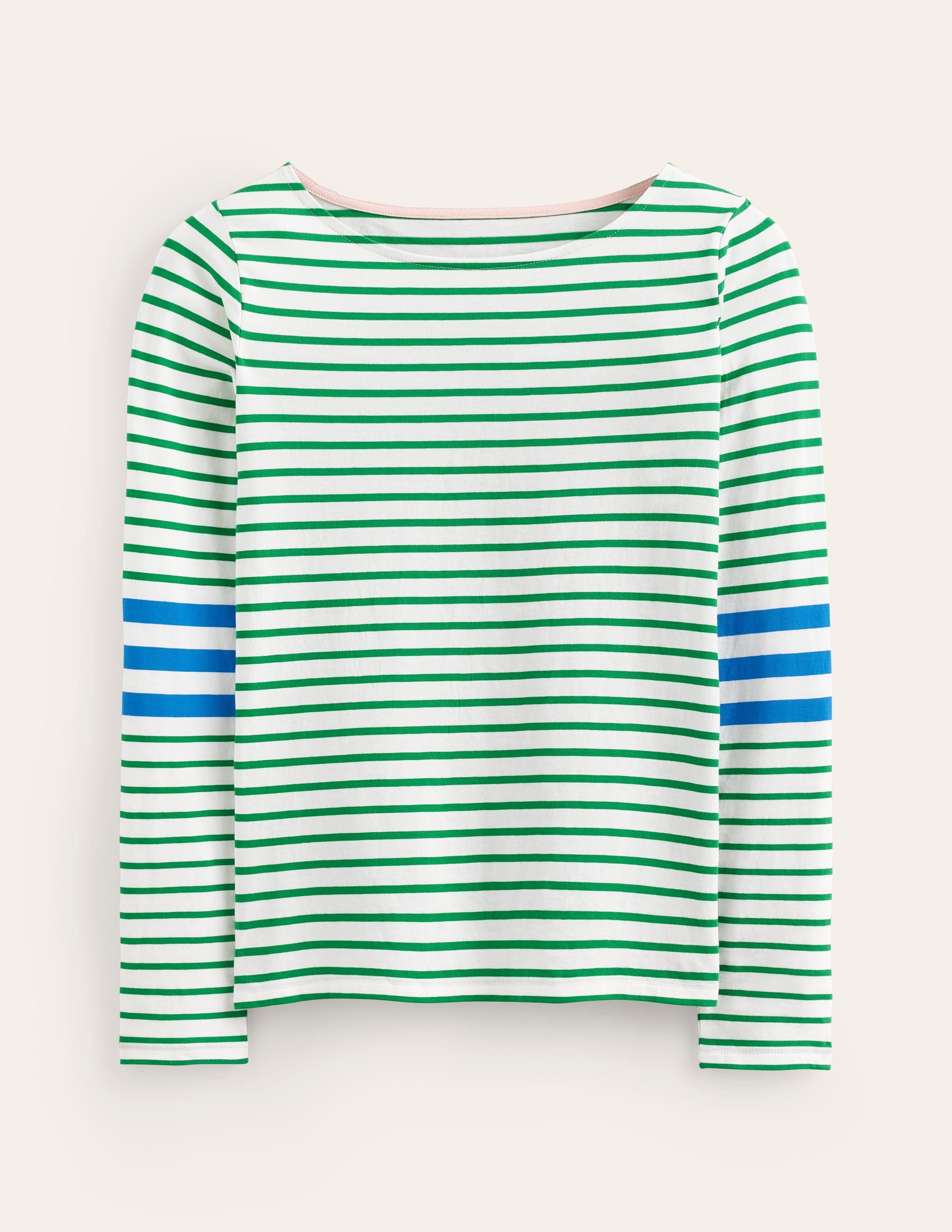 Ella Long Sleeve Breton-Green, Blue Stripe - Image 5