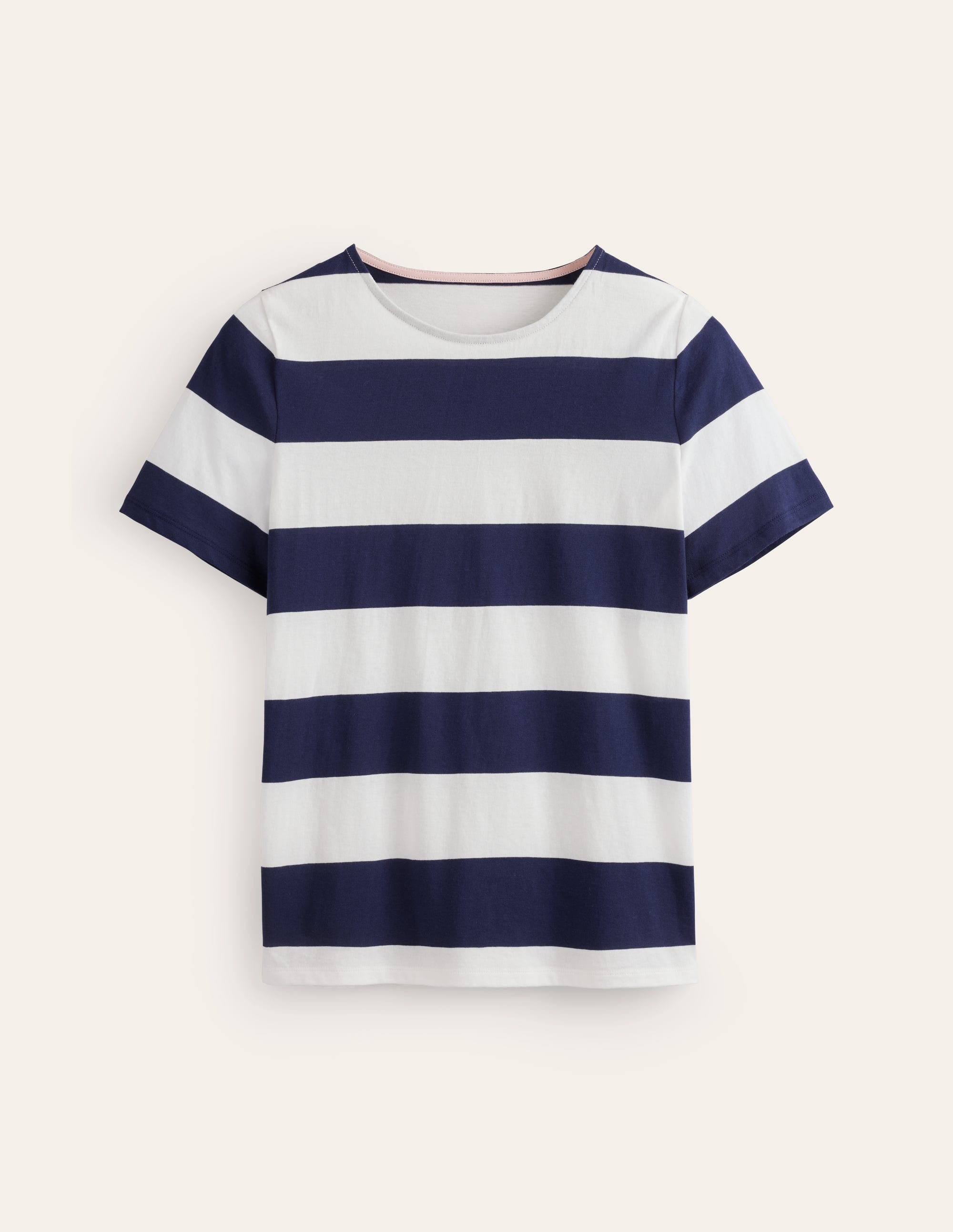 Bea Short Sleeve Breton-Navy Ivory, Wide Stripe - Image 6