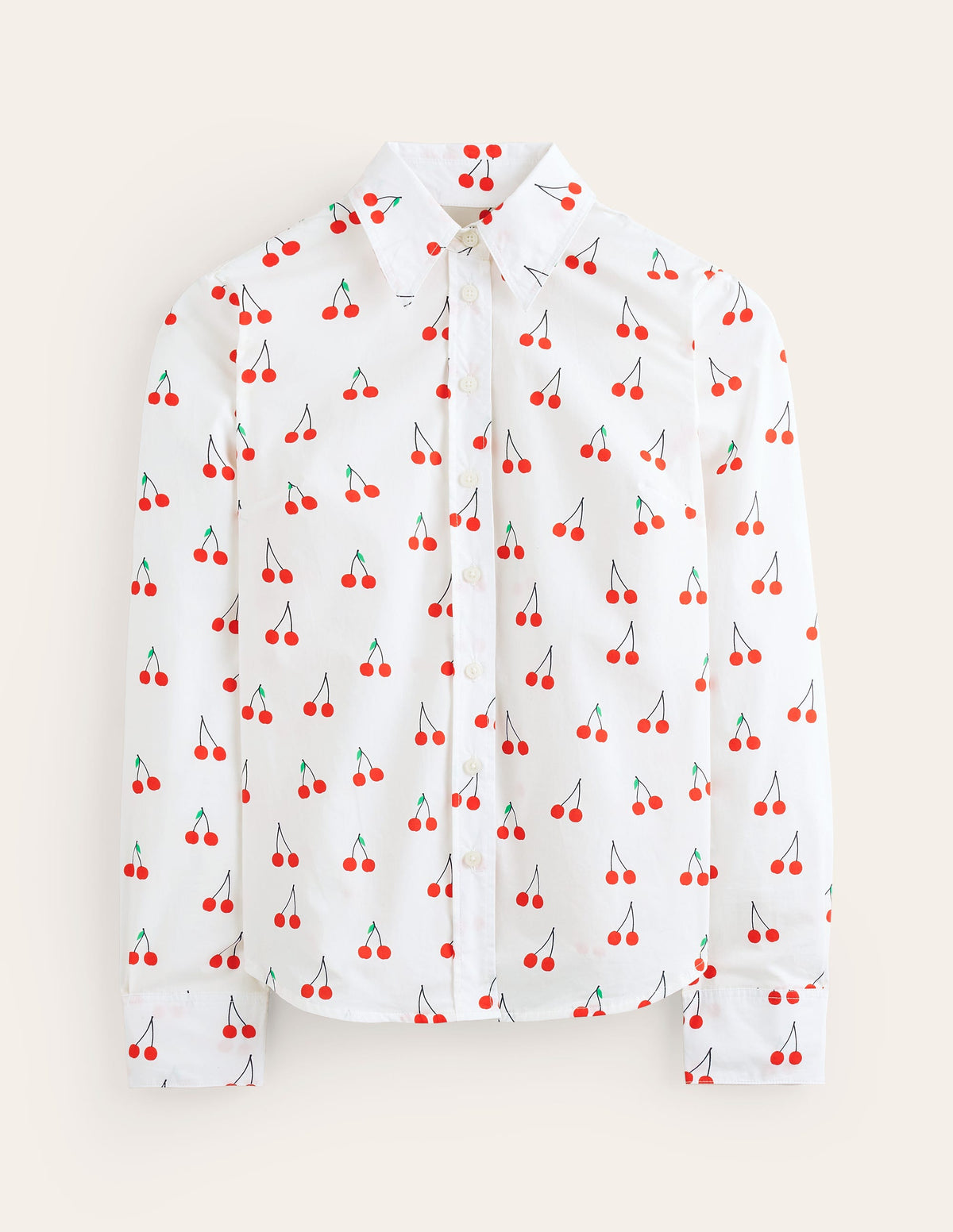 Sienna Cotton Shirt-Ivory, Cherry Vine - Image 6