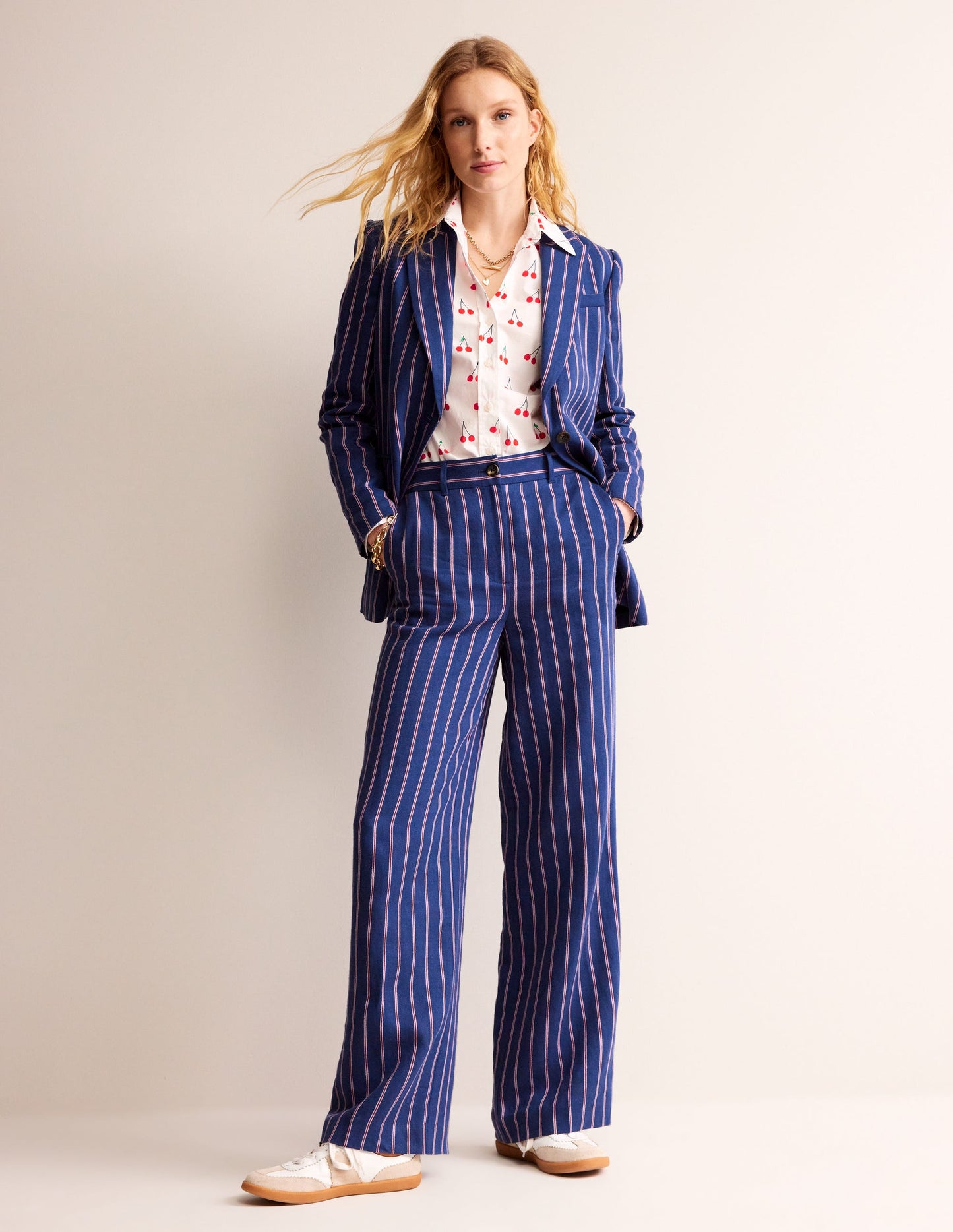 Sienna Cotton Shirt-Ivory, Cherry Vine