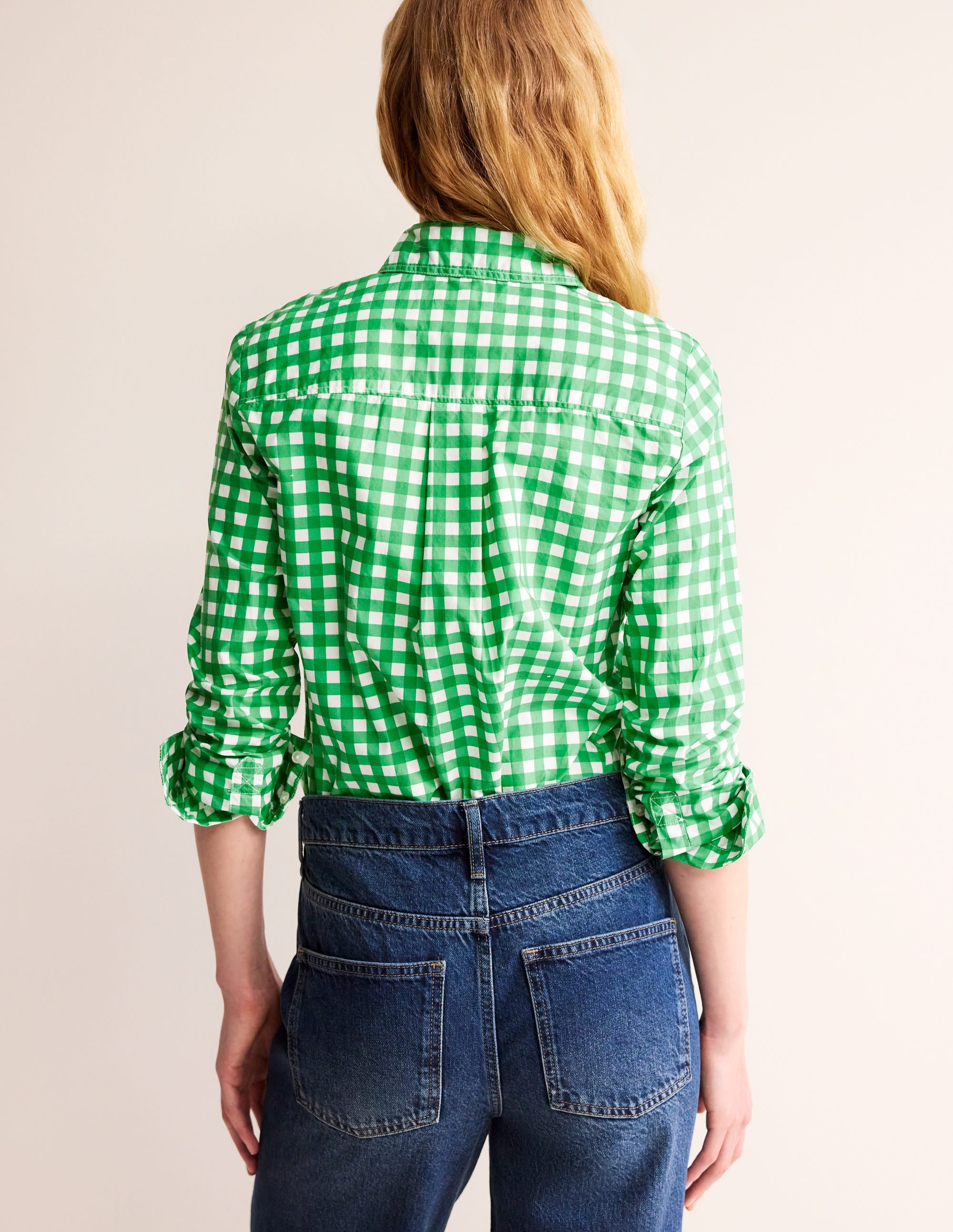 Sienna Cotton Shirt-Green Gingham - Image 4