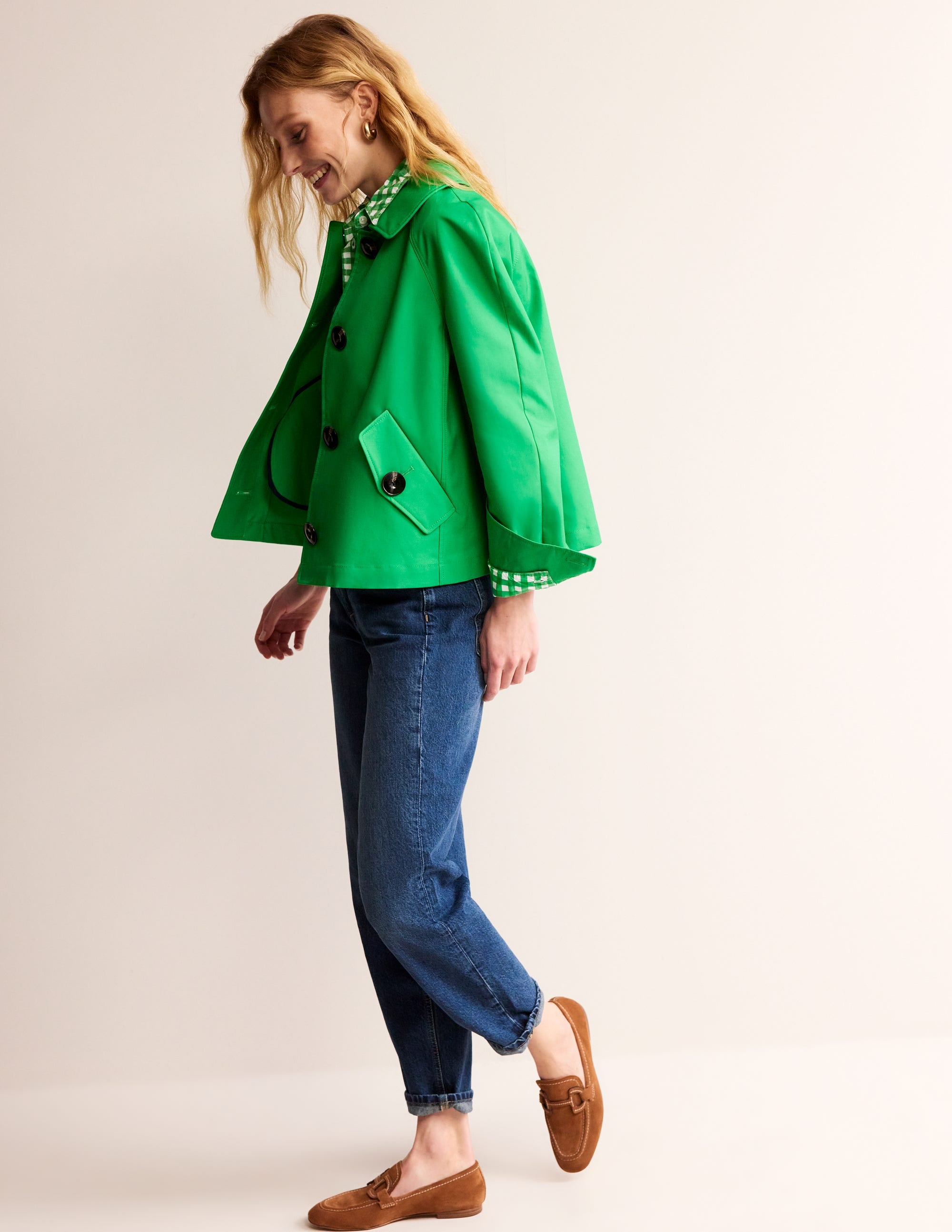 Sienna Cotton Shirt-Green Gingham - Image 5