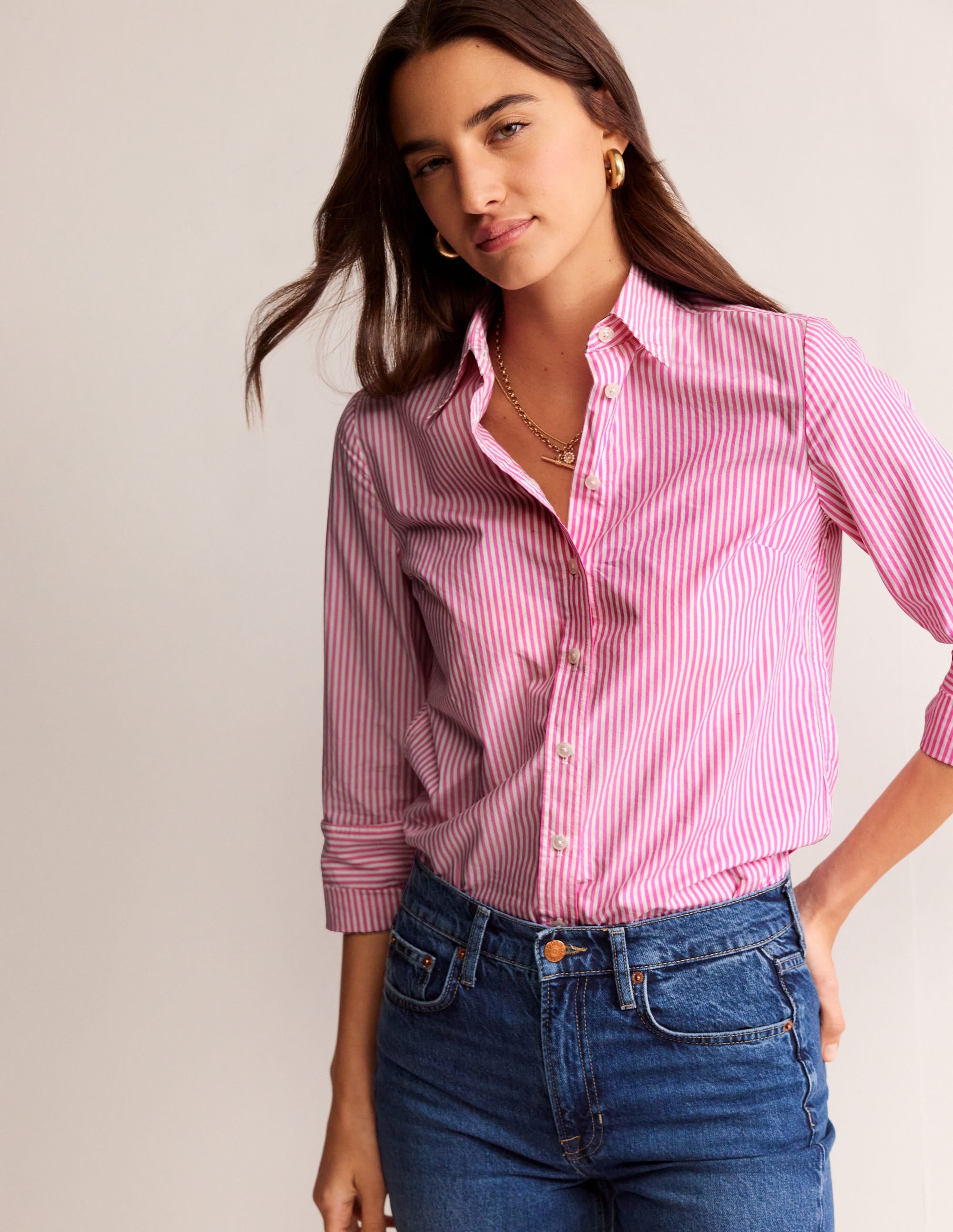 Sienna Cotton Shirt-Sangria Sunset and Ivory - Image 4