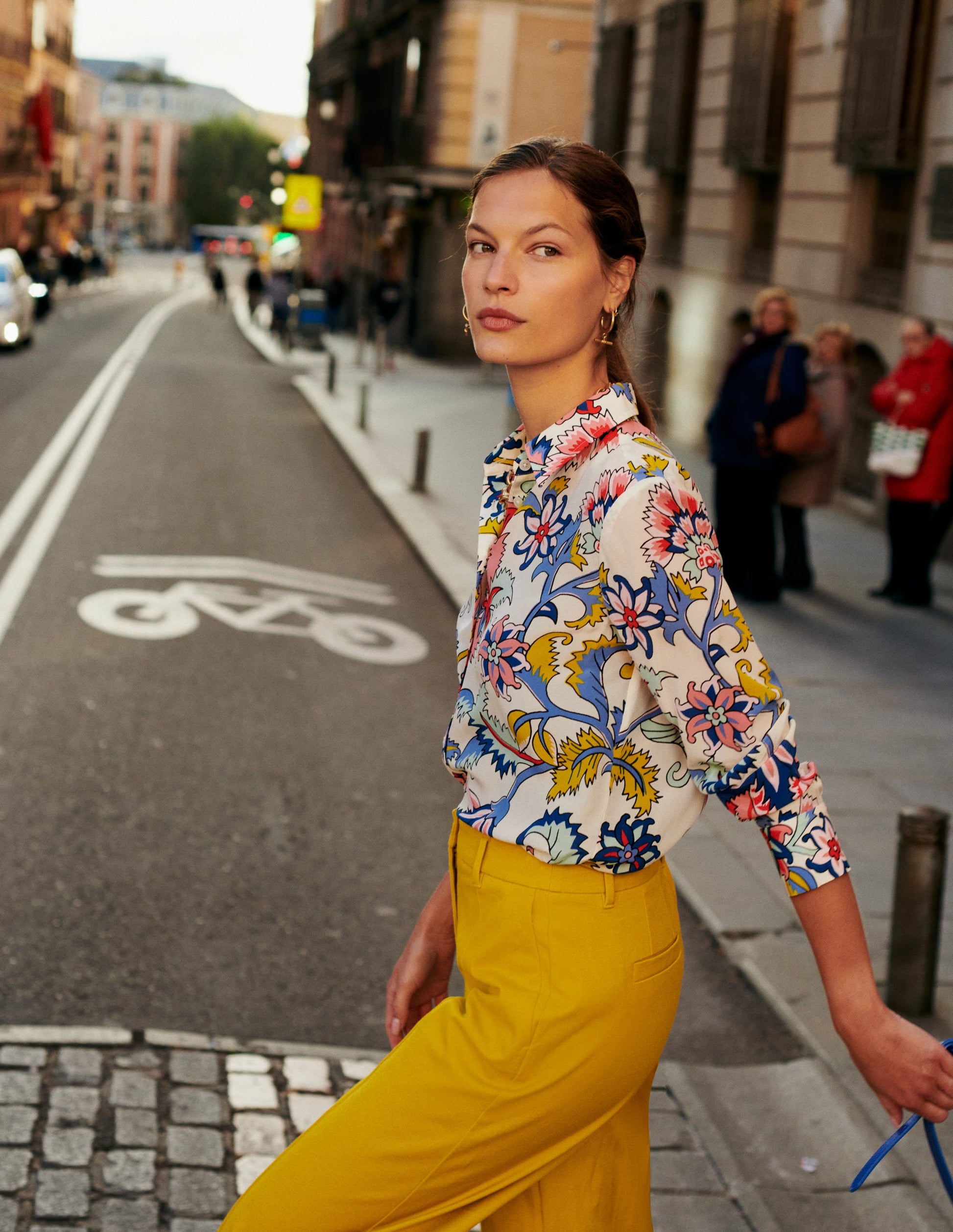 Sienna Silk Shirt-Ivory, Botanical Bunch-5