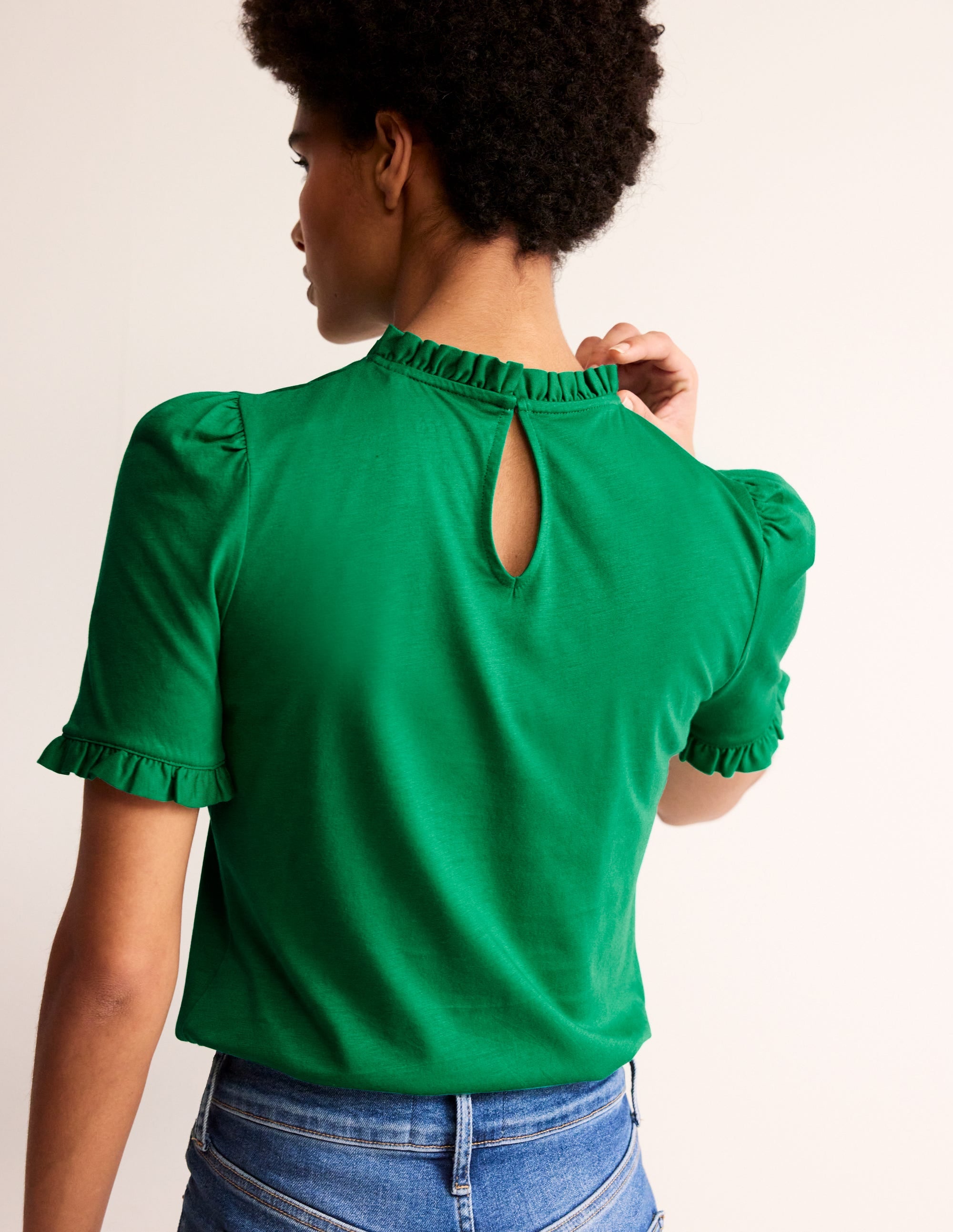 Supersoft Frill Detail T-shirt-Pepper Green - Image 3