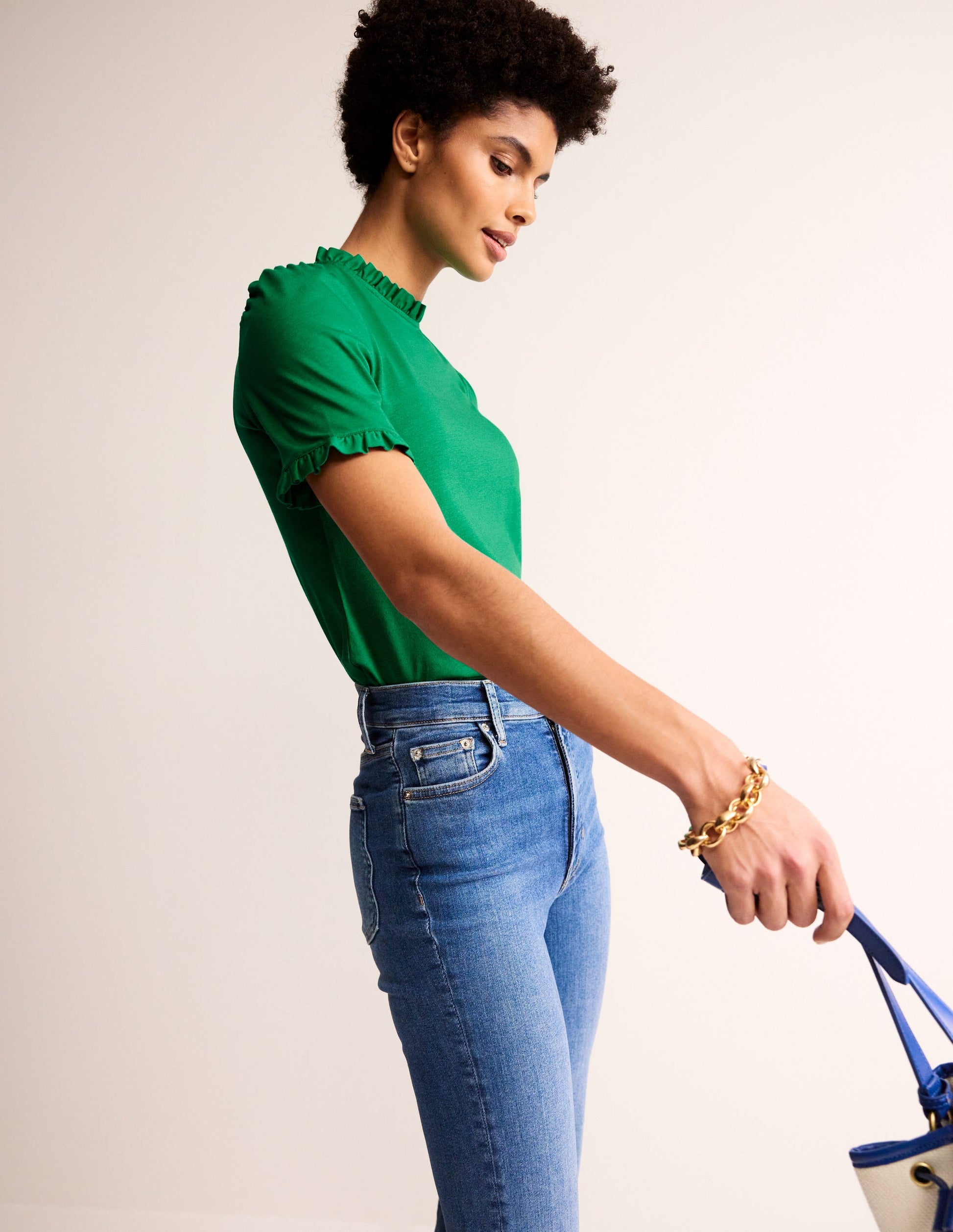 Supersoft Frill Detail T-shirt-Pepper Green-4