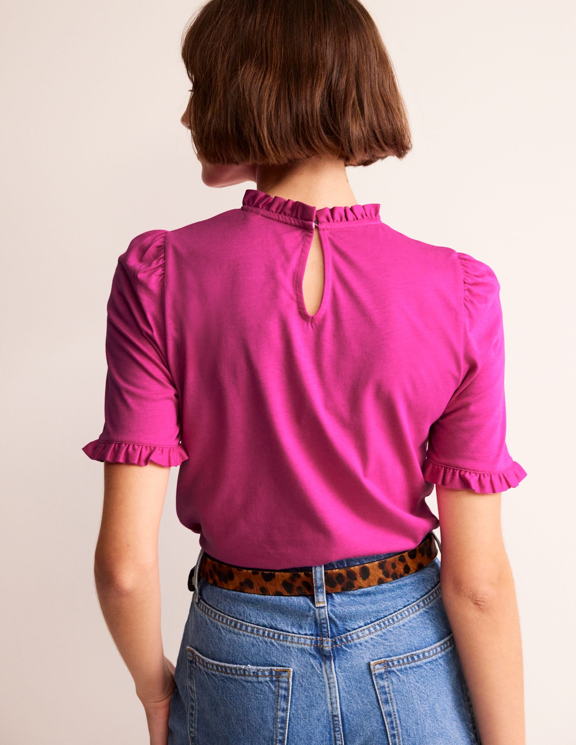 Supersoft Frill Detail T-shirt-Rose Violet - Image 3