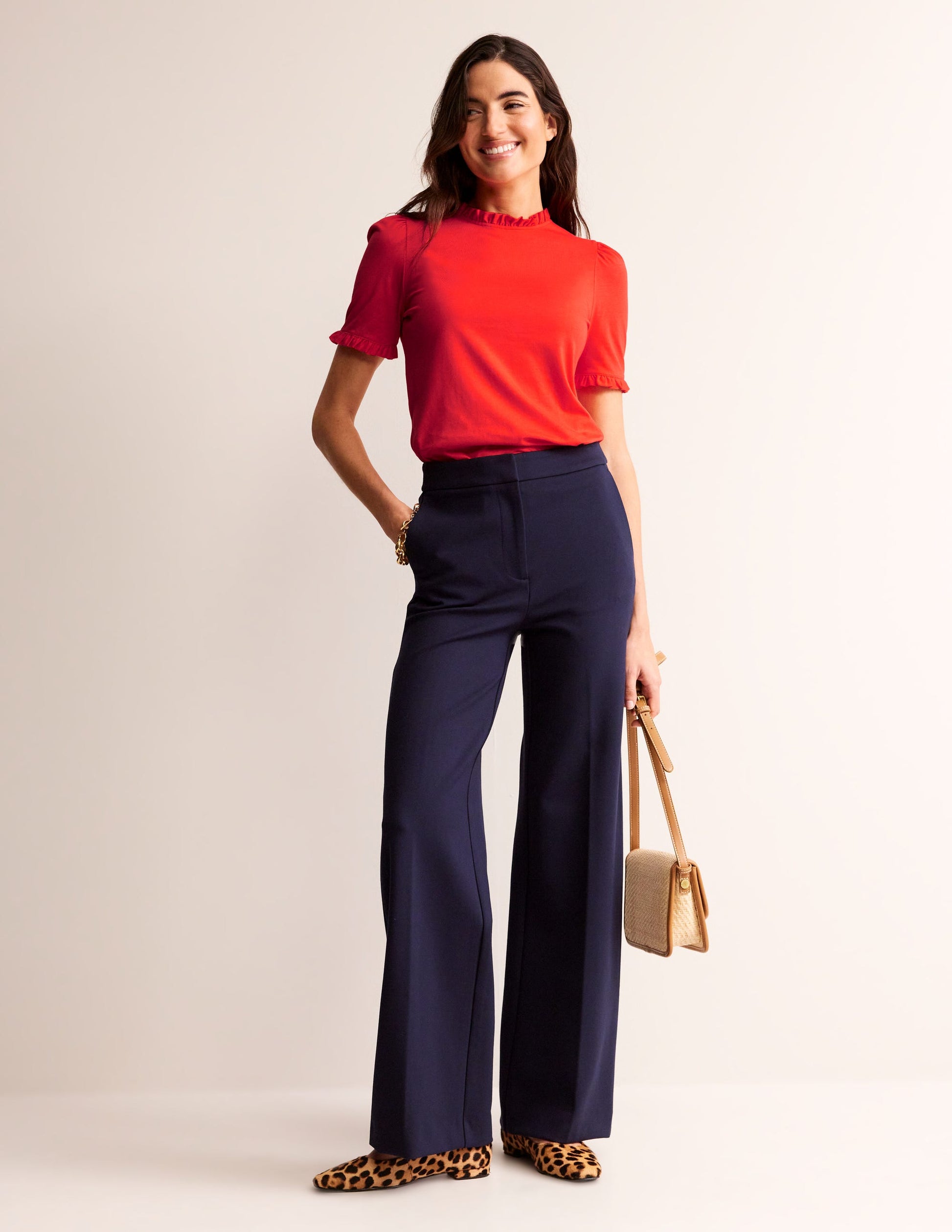 Supersoft Frill Detail T-shirt-Poppy Red-4