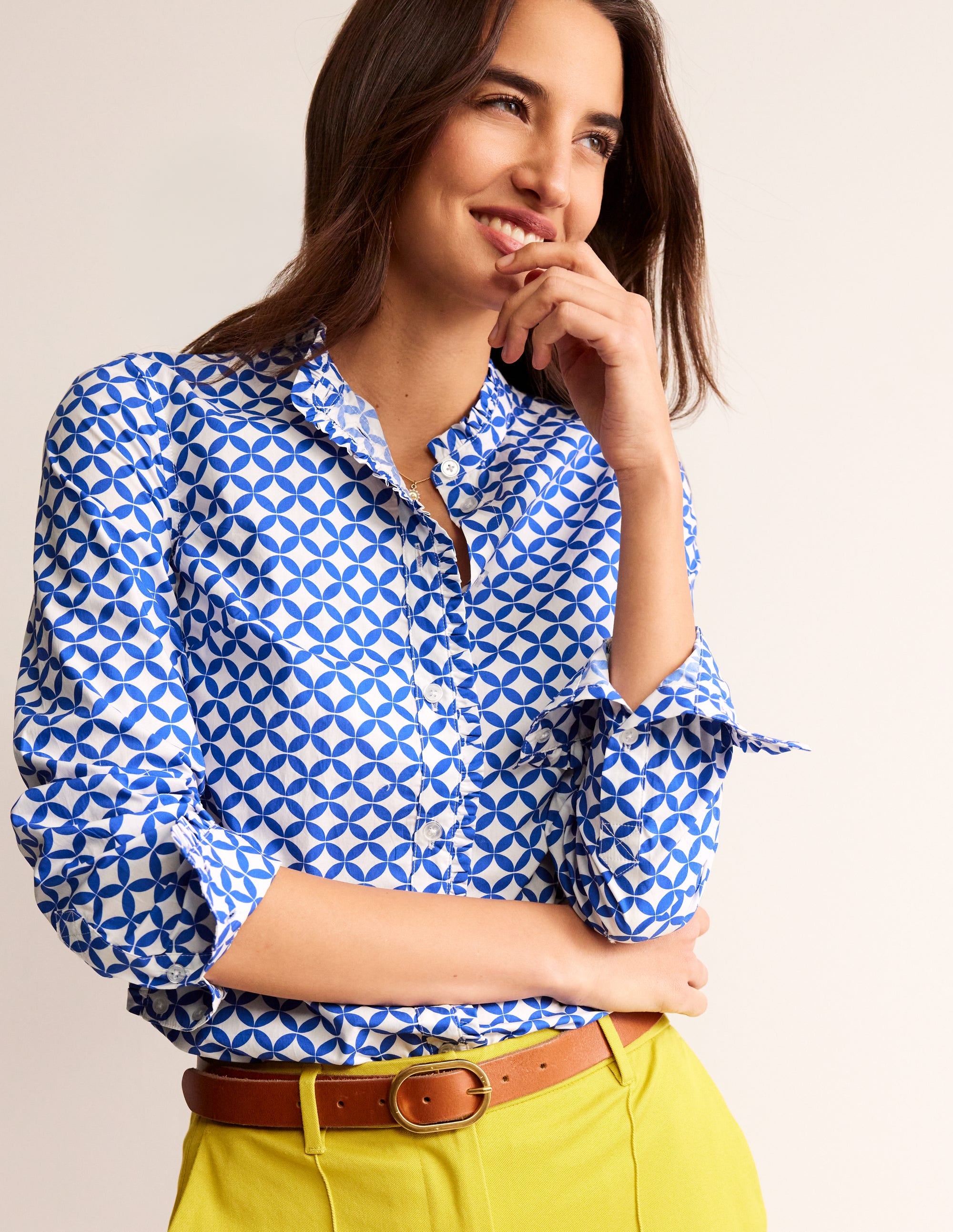 Phoebe Cotton Shirt-Blue, Diamond Terrace - Image 1