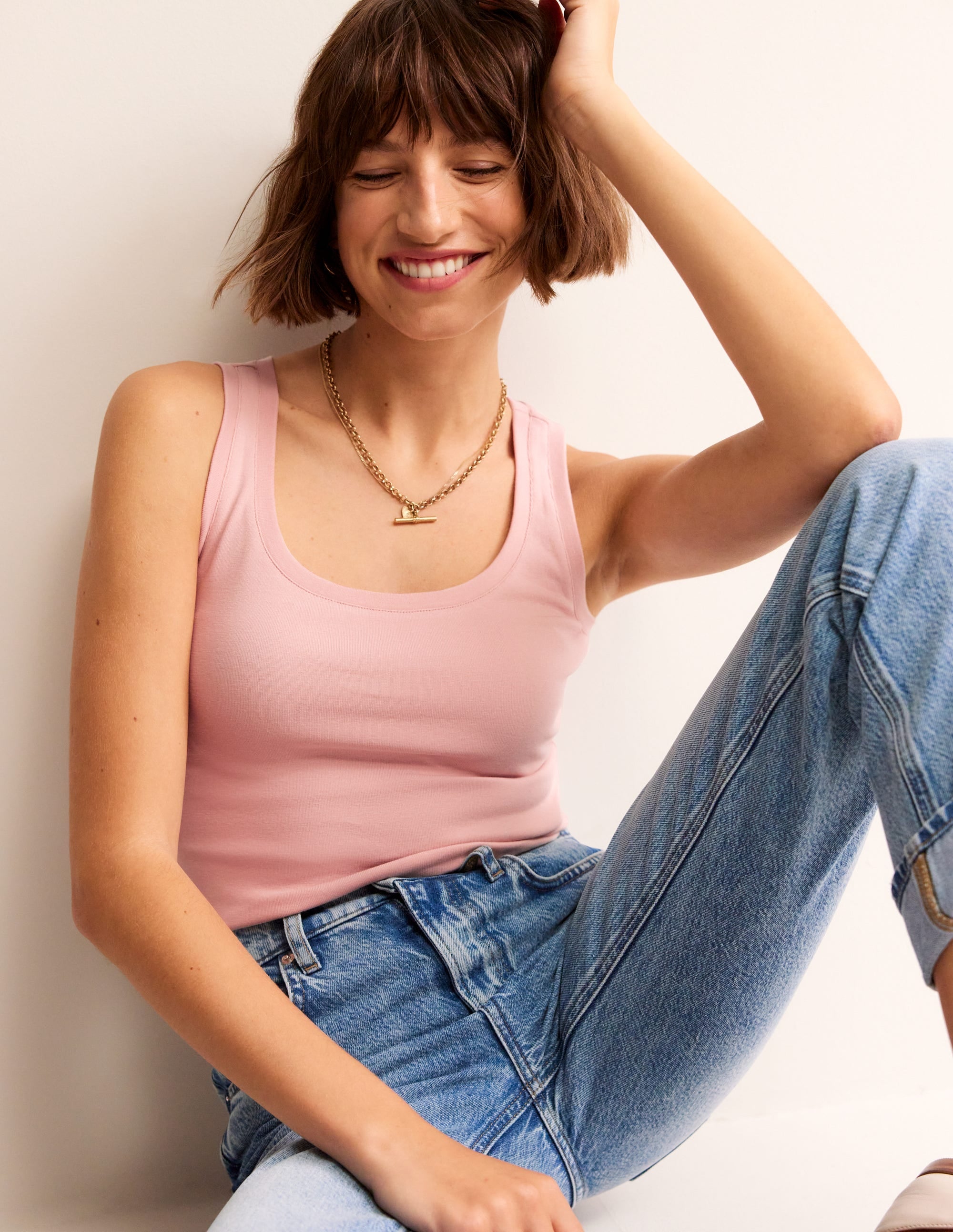 Essential Scoop-Neck Vest-Milkshake - Image 1