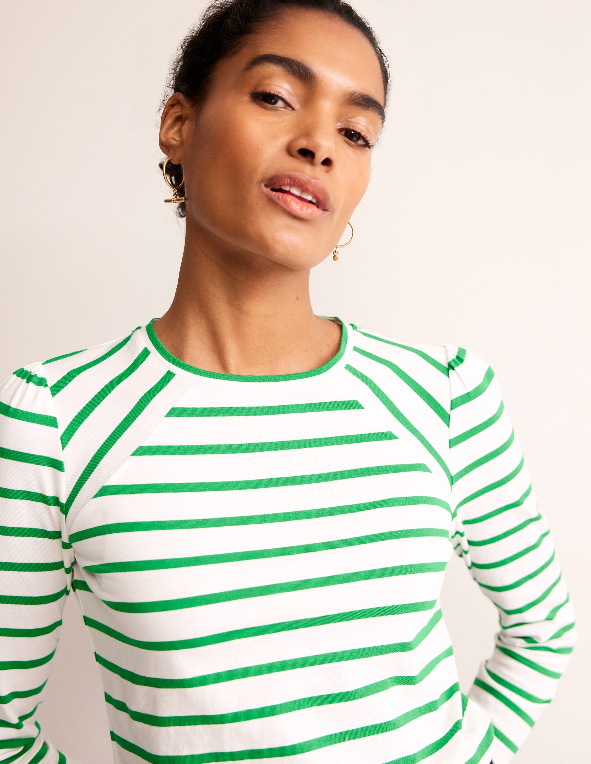 Arabella Stripe T-Shirt-Green Tambourine - Image 2