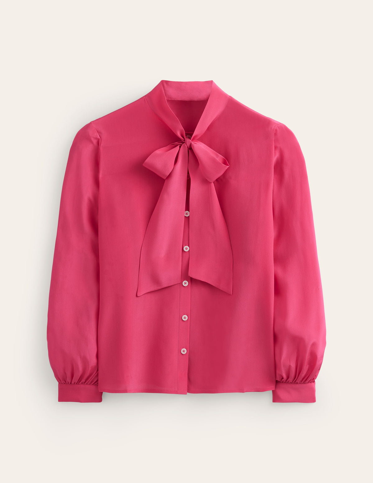 Bow Neck Button Down Blouse-Rethink Pink - Image 6