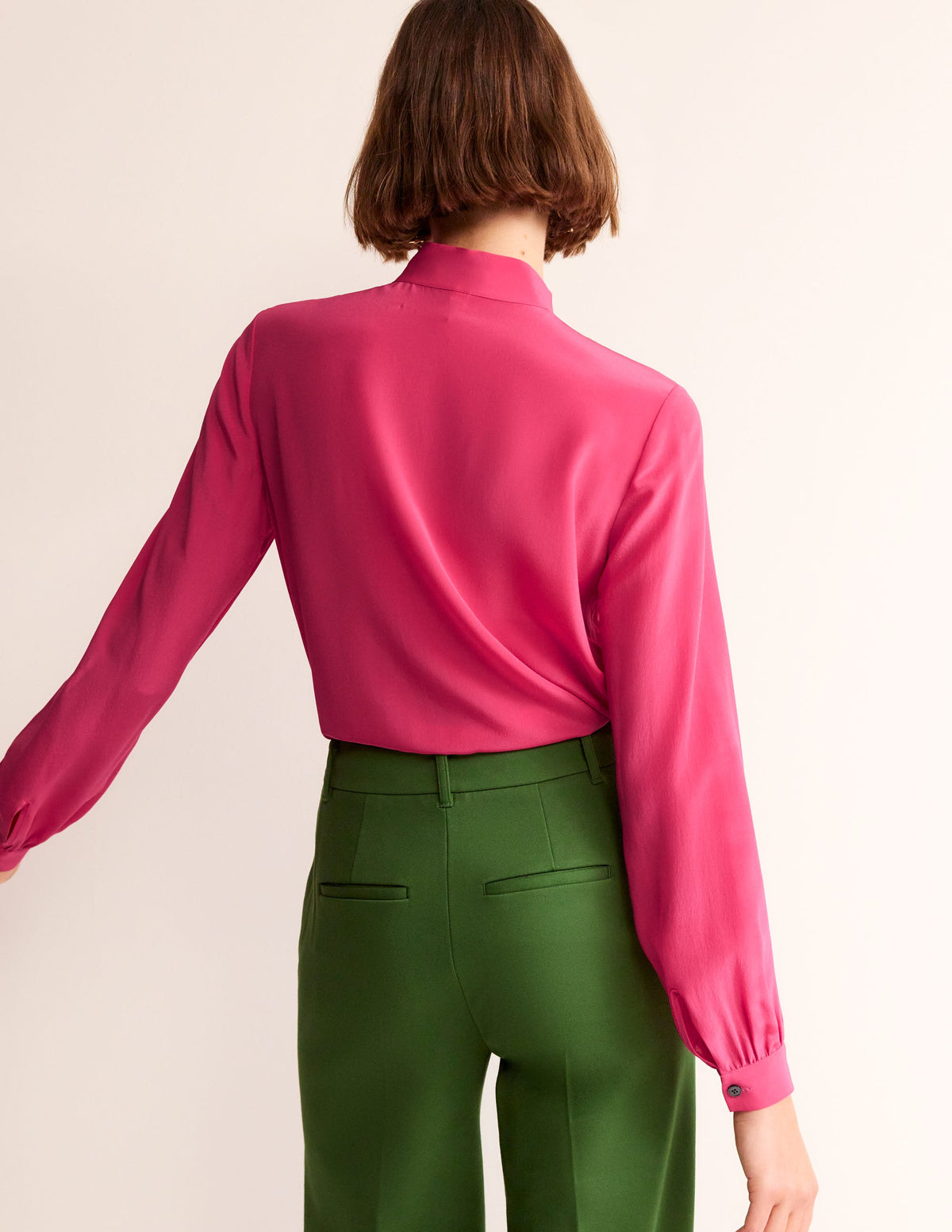 Bow Neck Button Down Blouse-Rethink Pink - Image 3