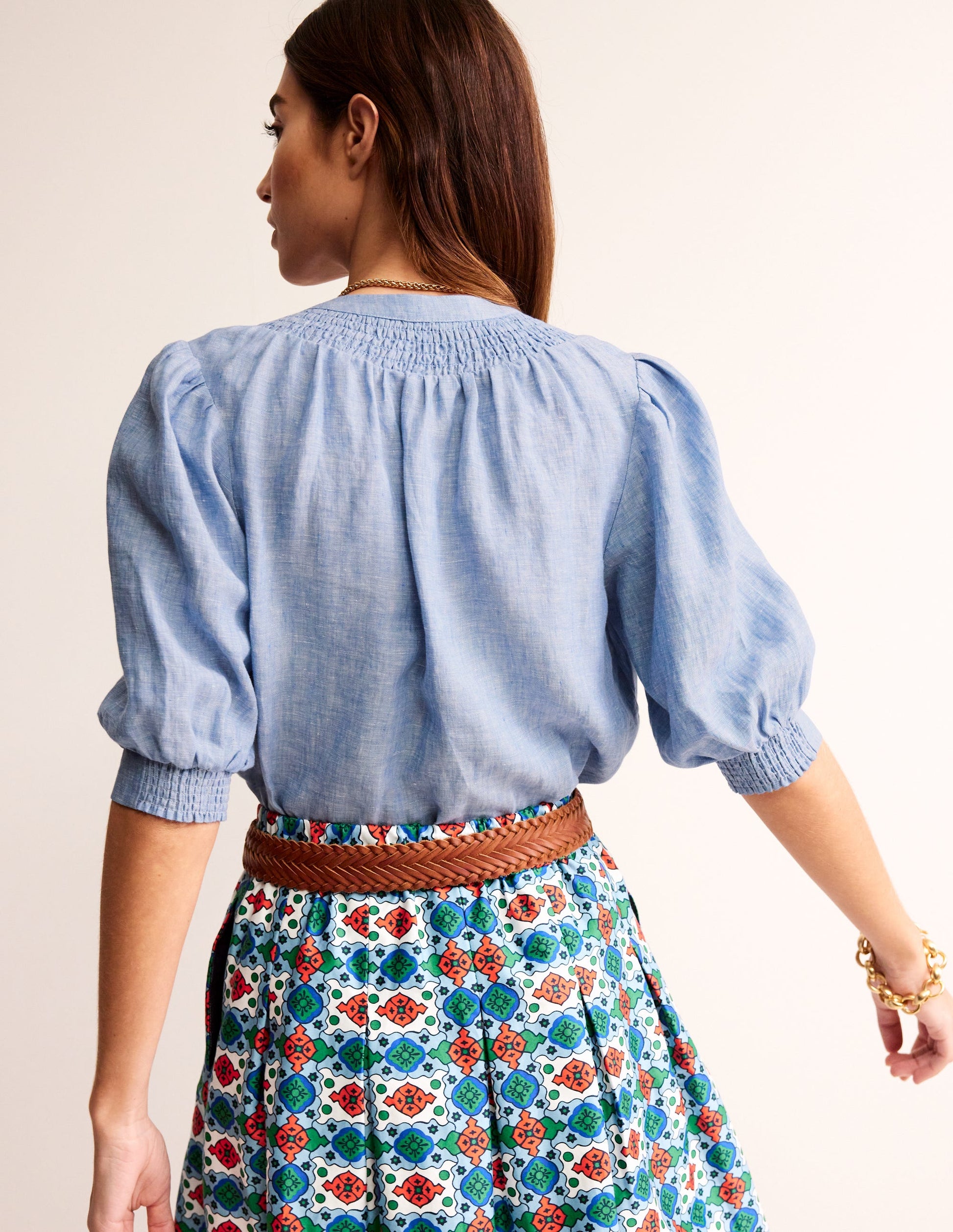 Ada Linen Top-Chambray-3