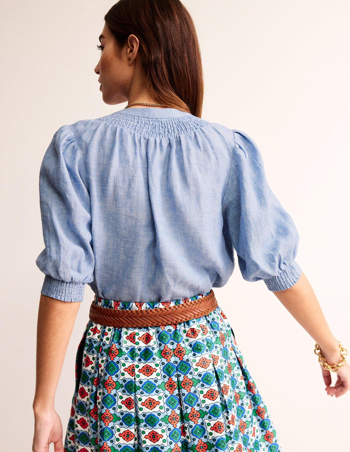 Ada Linen Top-Chambray - Image 3