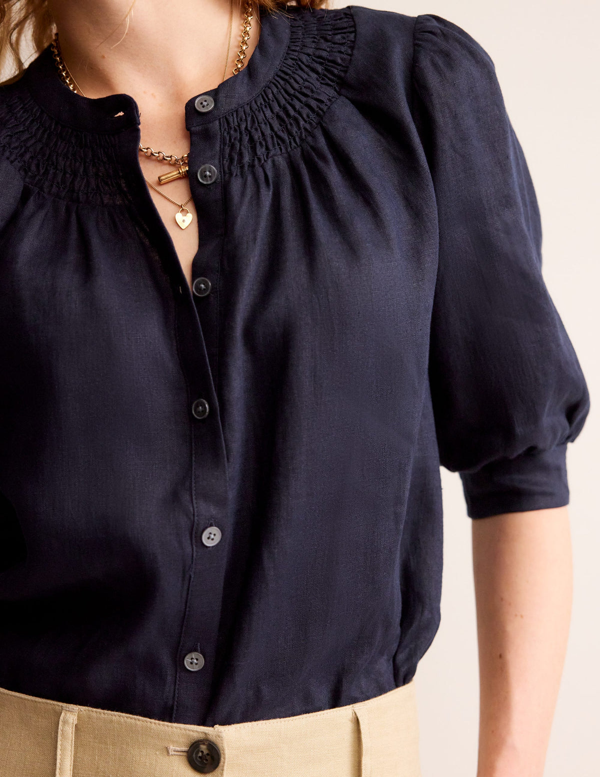Ada Linen Top-Navy - Image 3