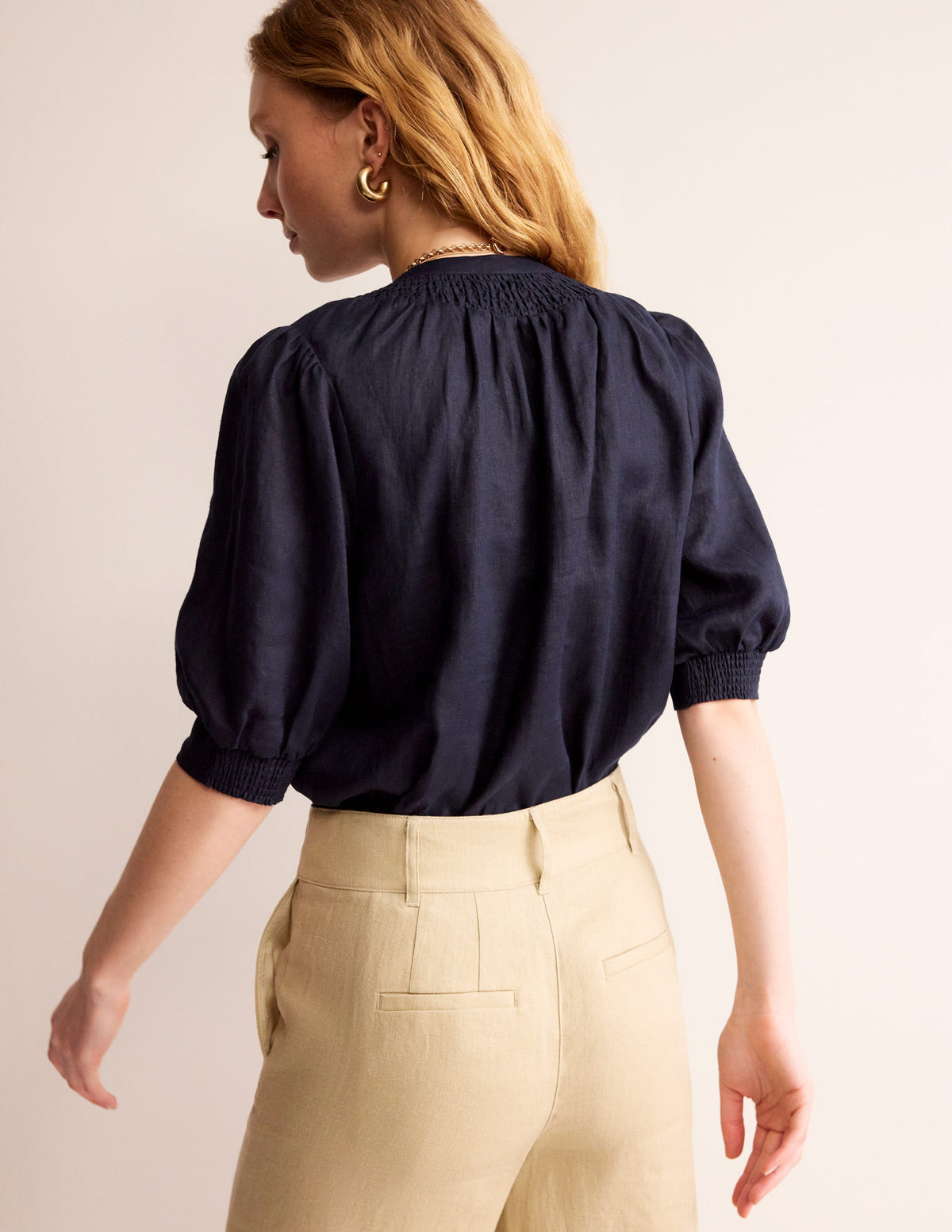 Ada Linen Top-Navy - Image 4
