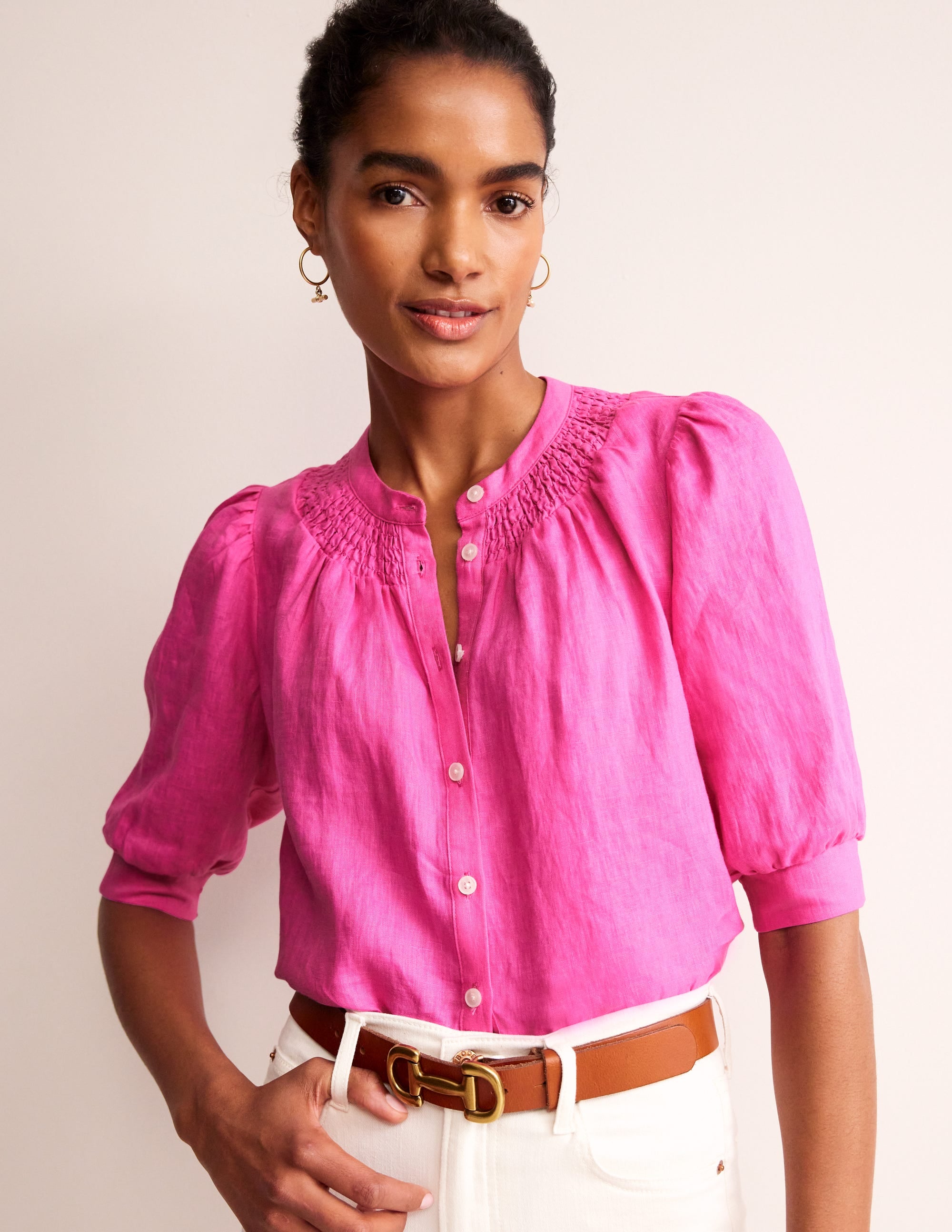 Ada Linen Top-Pop Pansy - Image 1