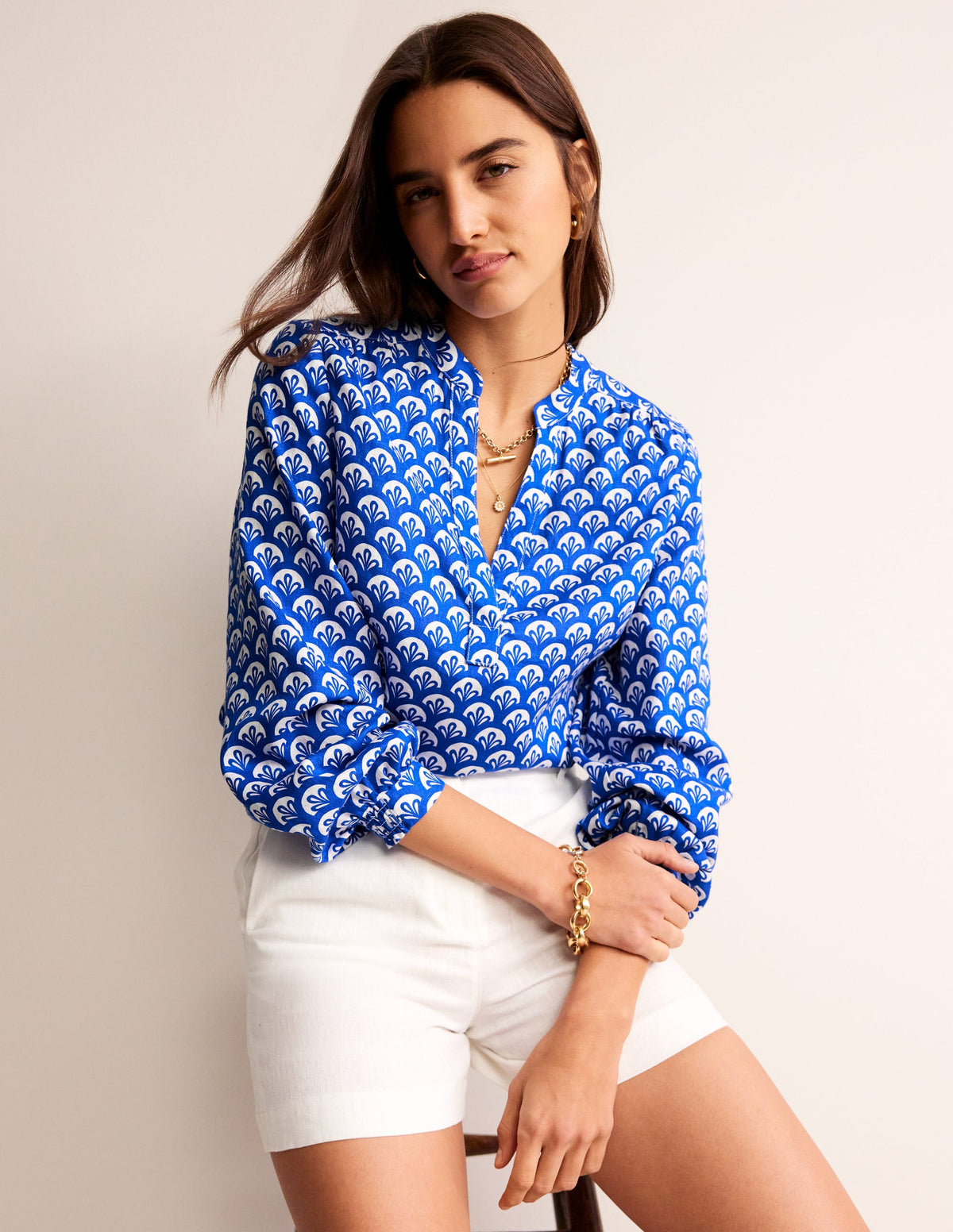 Alice Linen Top-Surf the Web, Foliage Geo - Image 1
