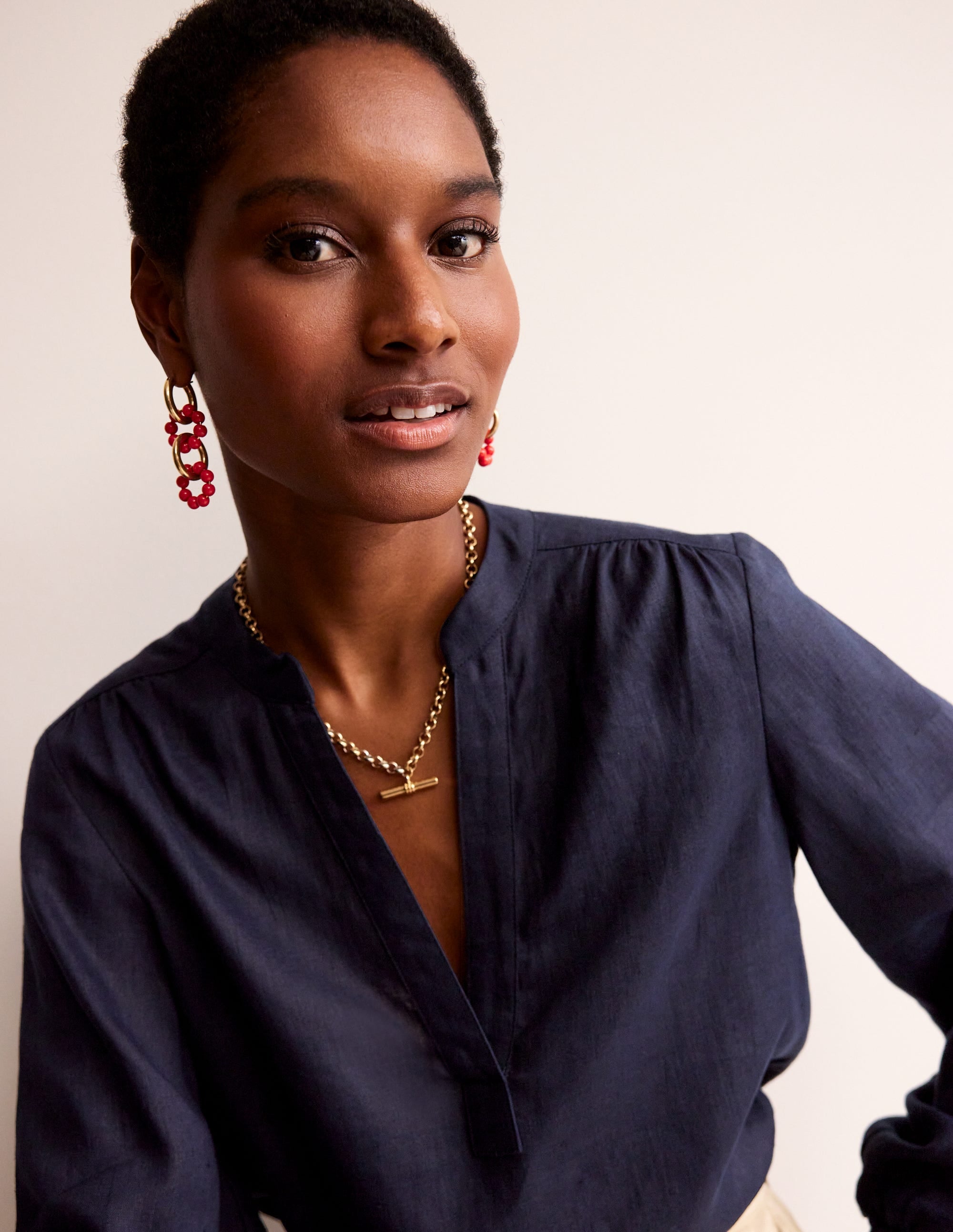 Alice Linen Top-Navy - Image 2