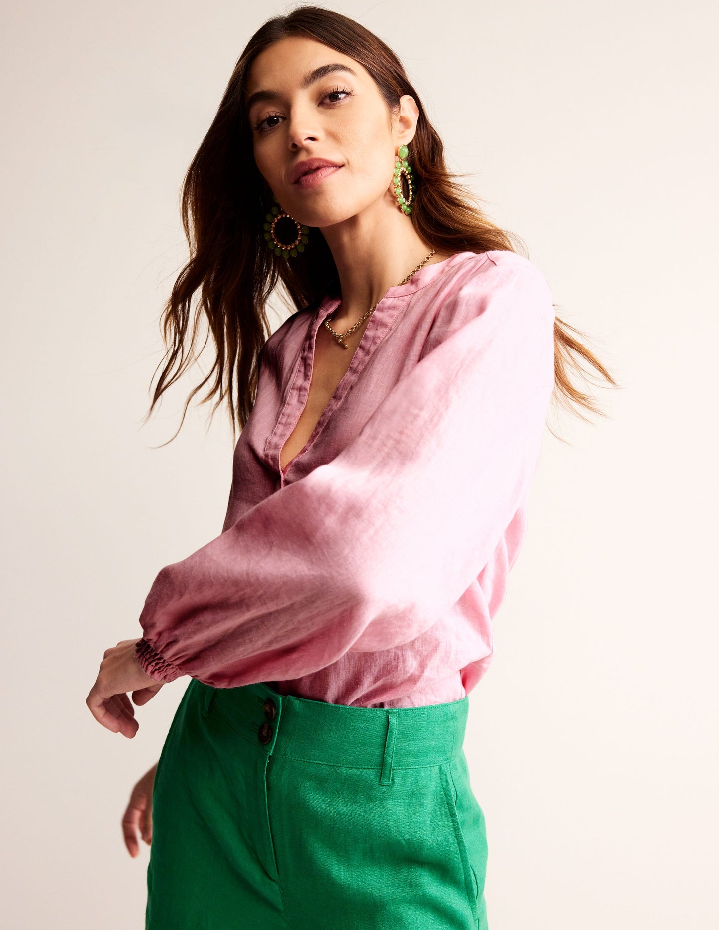 Alice Linen Top-Orchid Pink