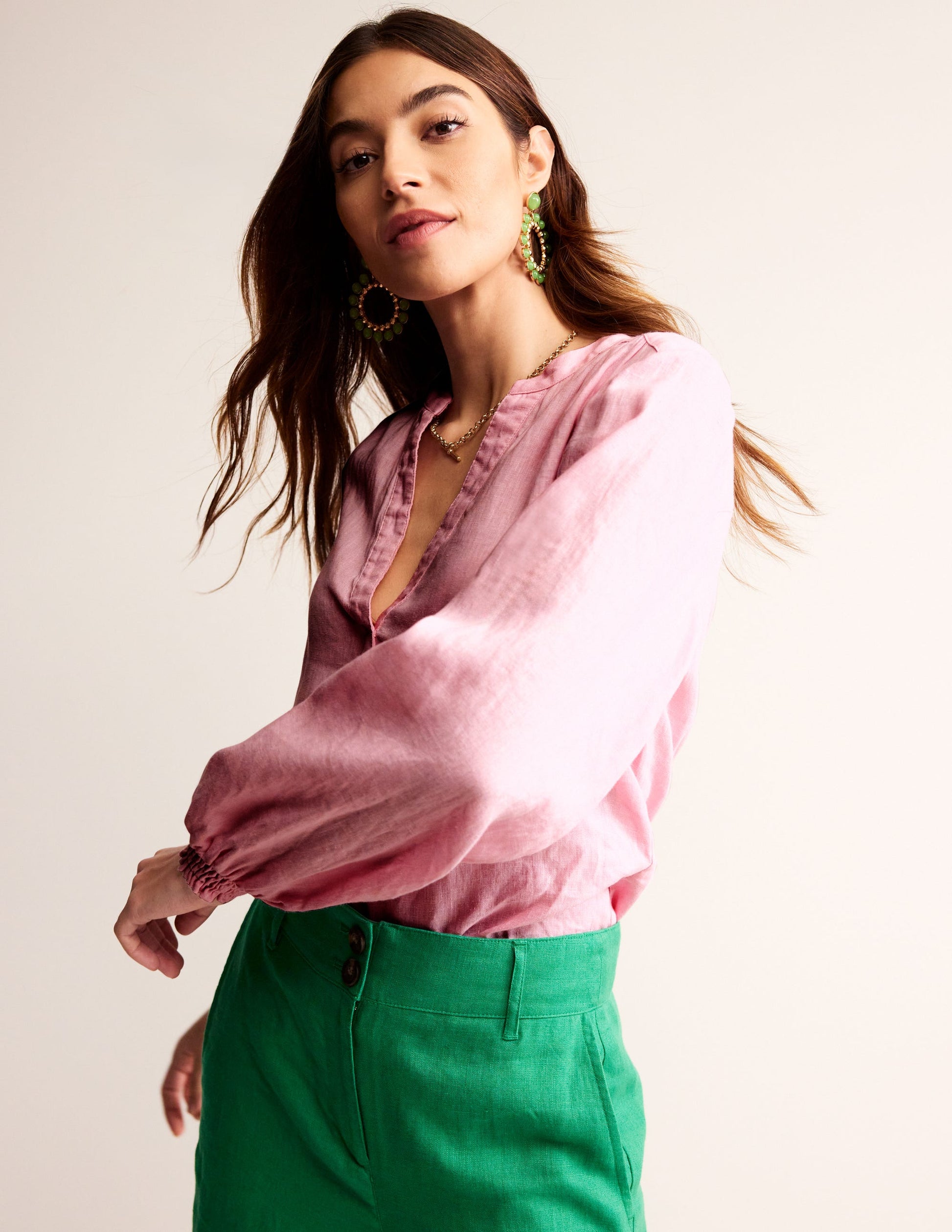 Alice Linen Top-Orchid Pink-1