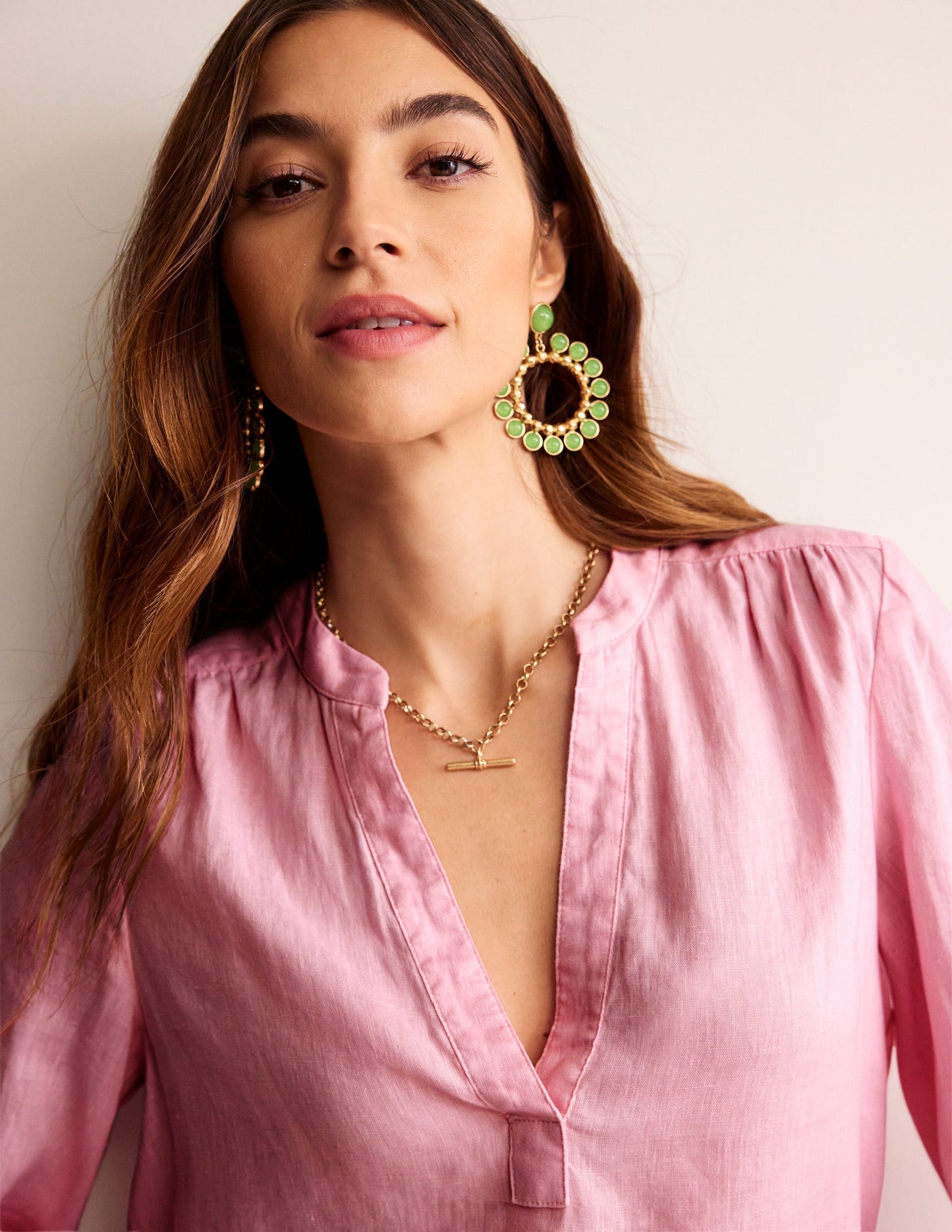 Alice Linen Top-Orchid Pink