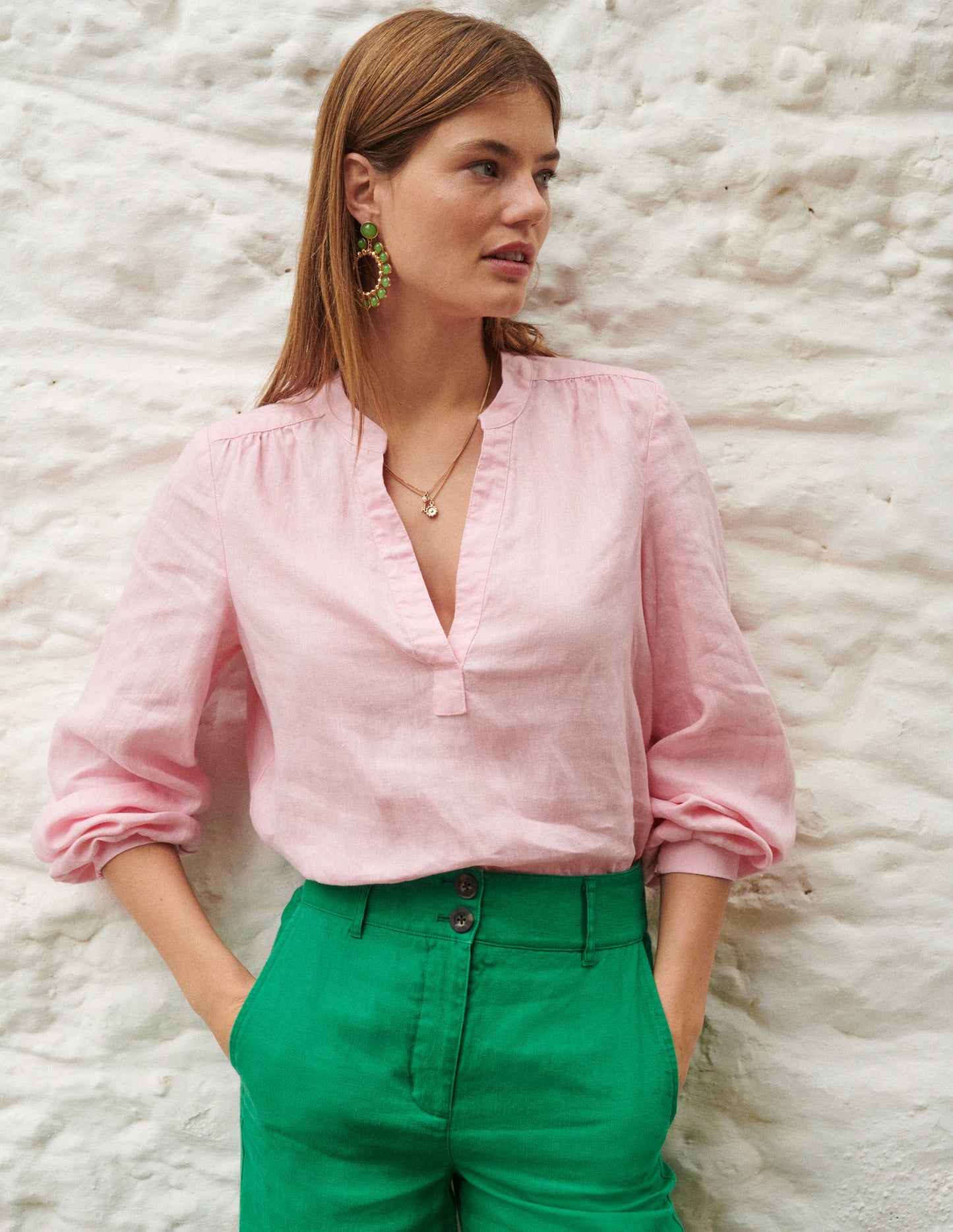 Alice Linen Top-Orchid Pink