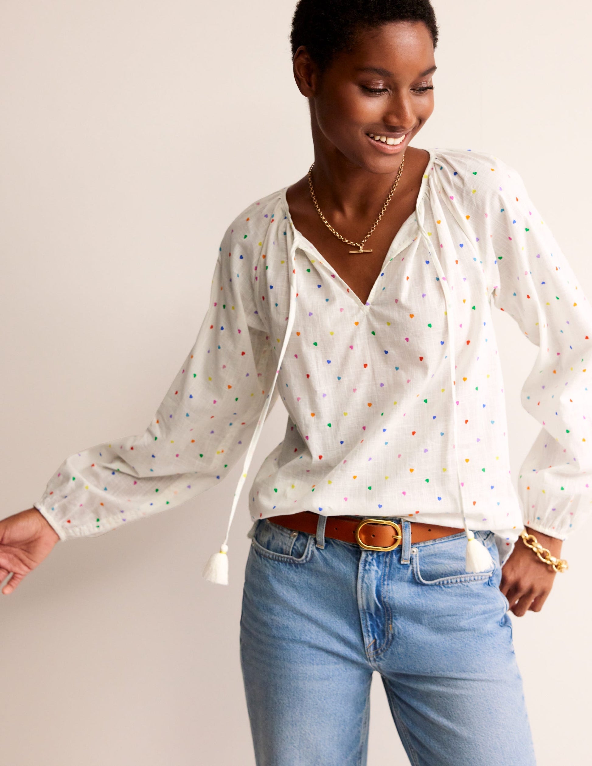 Serena Cotton Blouse-Multi, Confetti Hearts-1