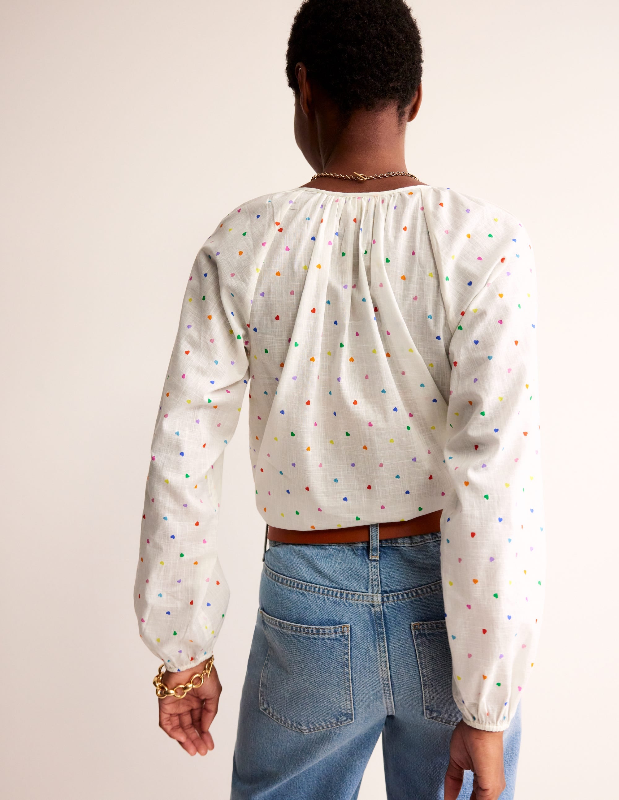 Serena Cotton Blouse-Multi, Confetti Hearts - Image 3