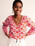Serena Cotton Blouse-Fiesta, Geo Whirl