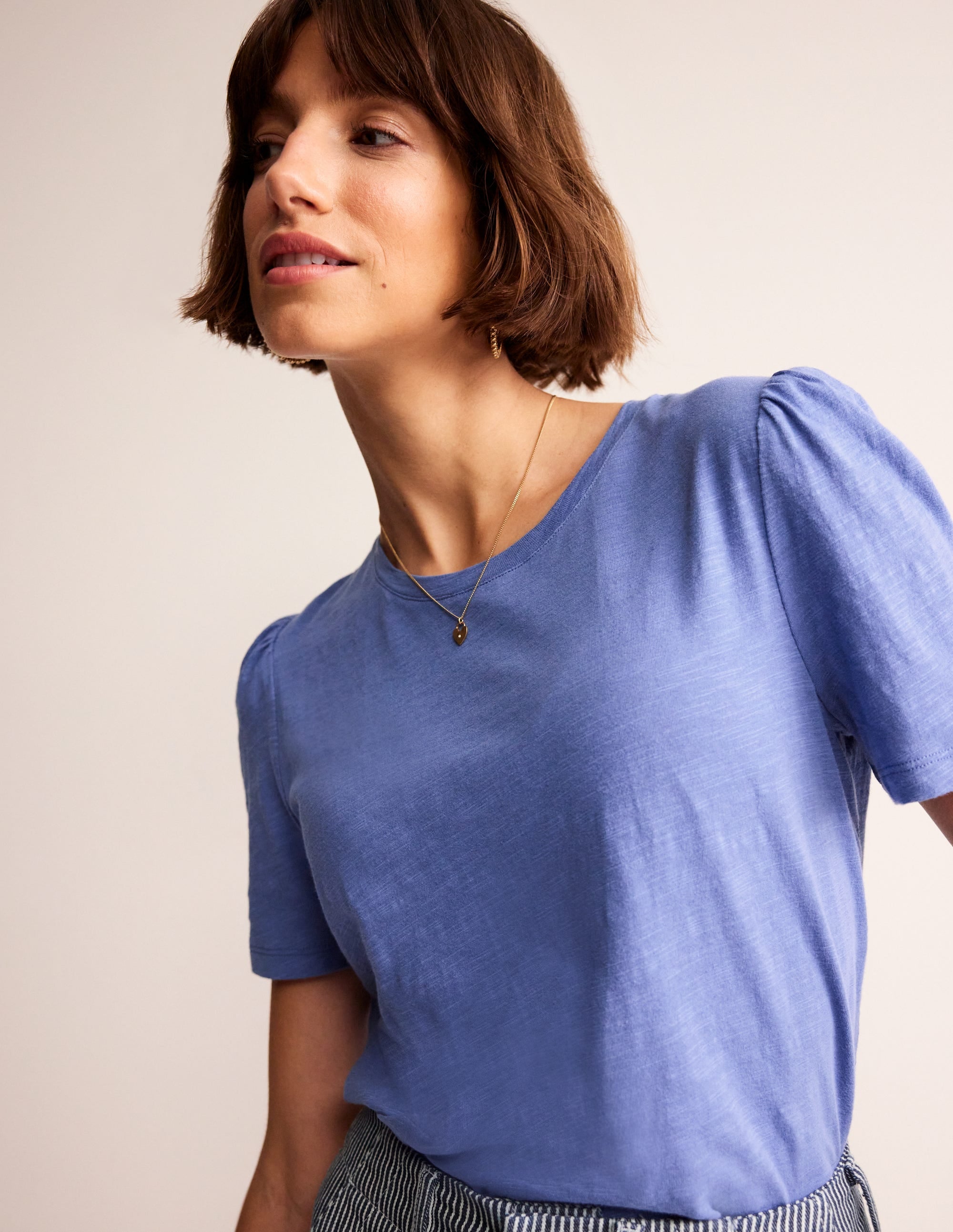 Cotton Puff Sleeve T-Shirt-Ebb and Flow - Image 1
