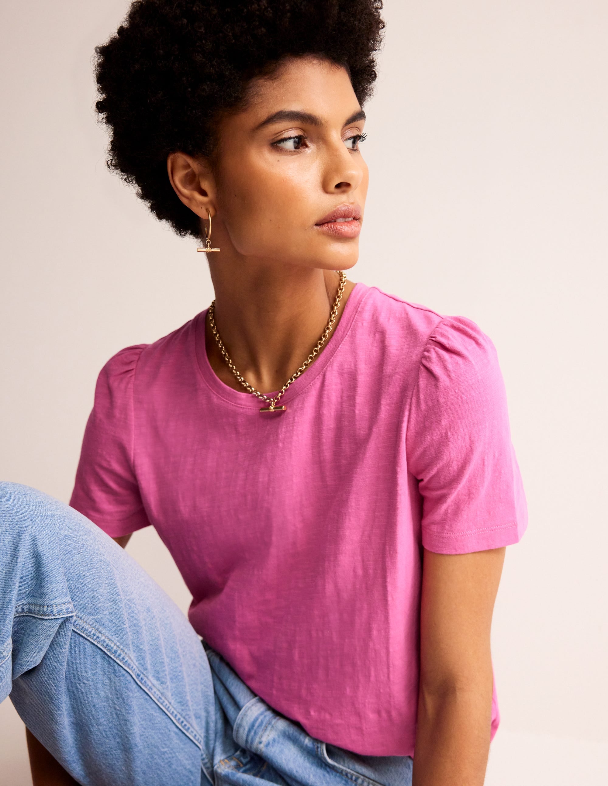 Cotton Puff Sleeve T-Shirt-Sangria Sunset - Image 1