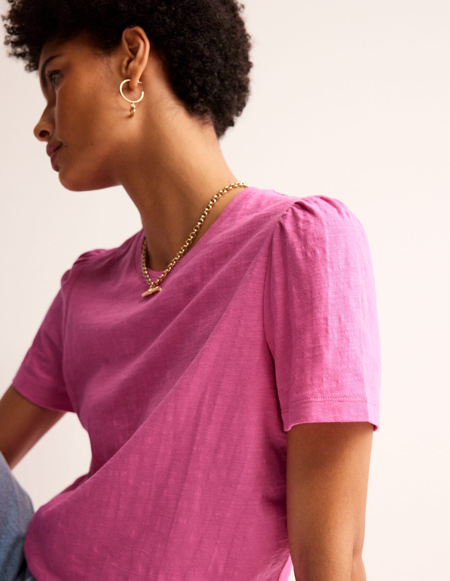 Cotton Puff Sleeve T-Shirt-Sangria Sunset