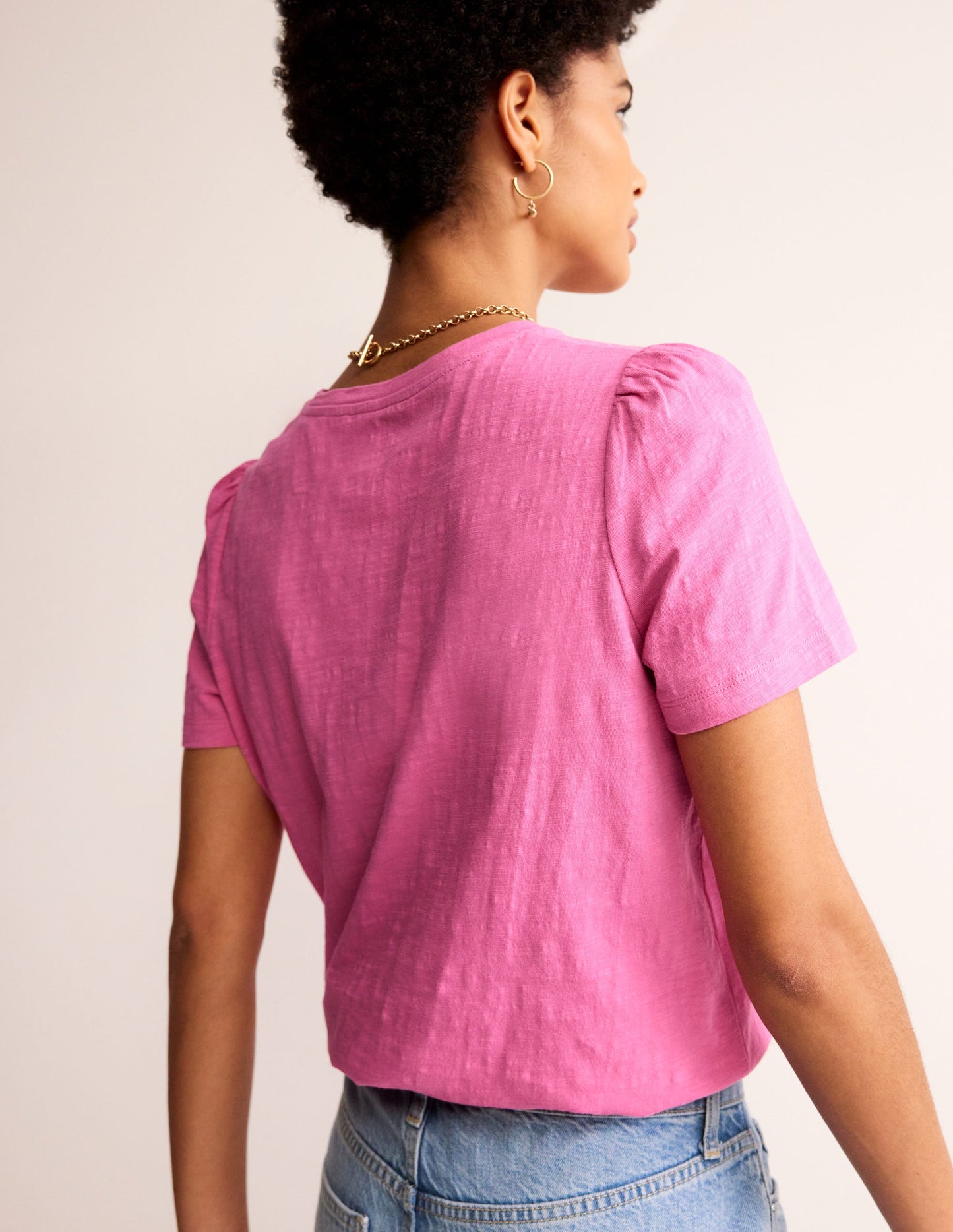 Cotton Puff Sleeve T-Shirt-Sangria Sunset